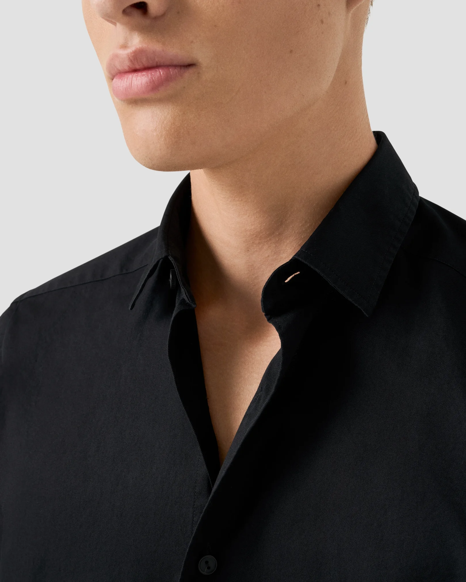 Eton - garment washed twill shirt black garment washed twill shirt