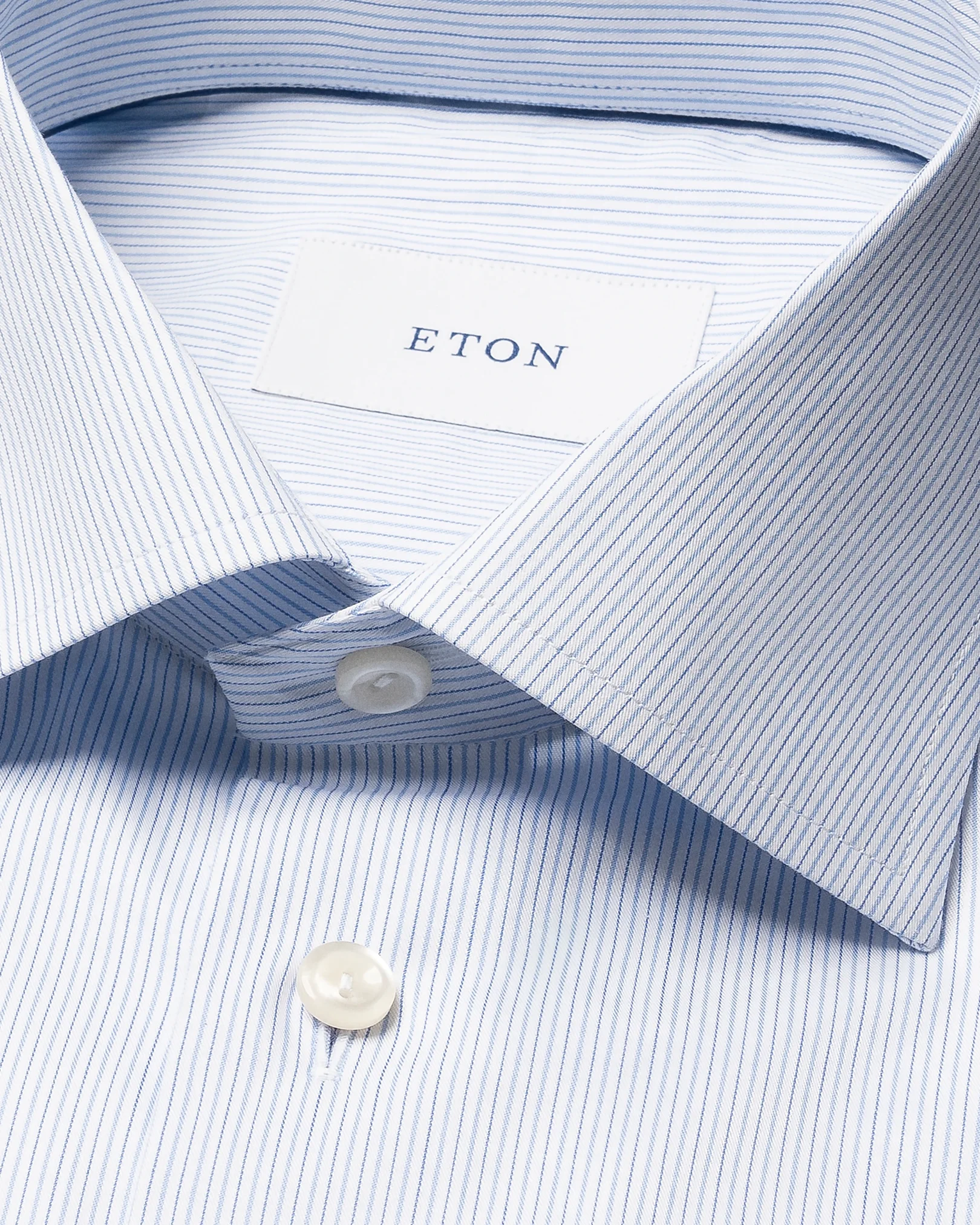 Eton - light blue striped fine twill shirt cut away single slim