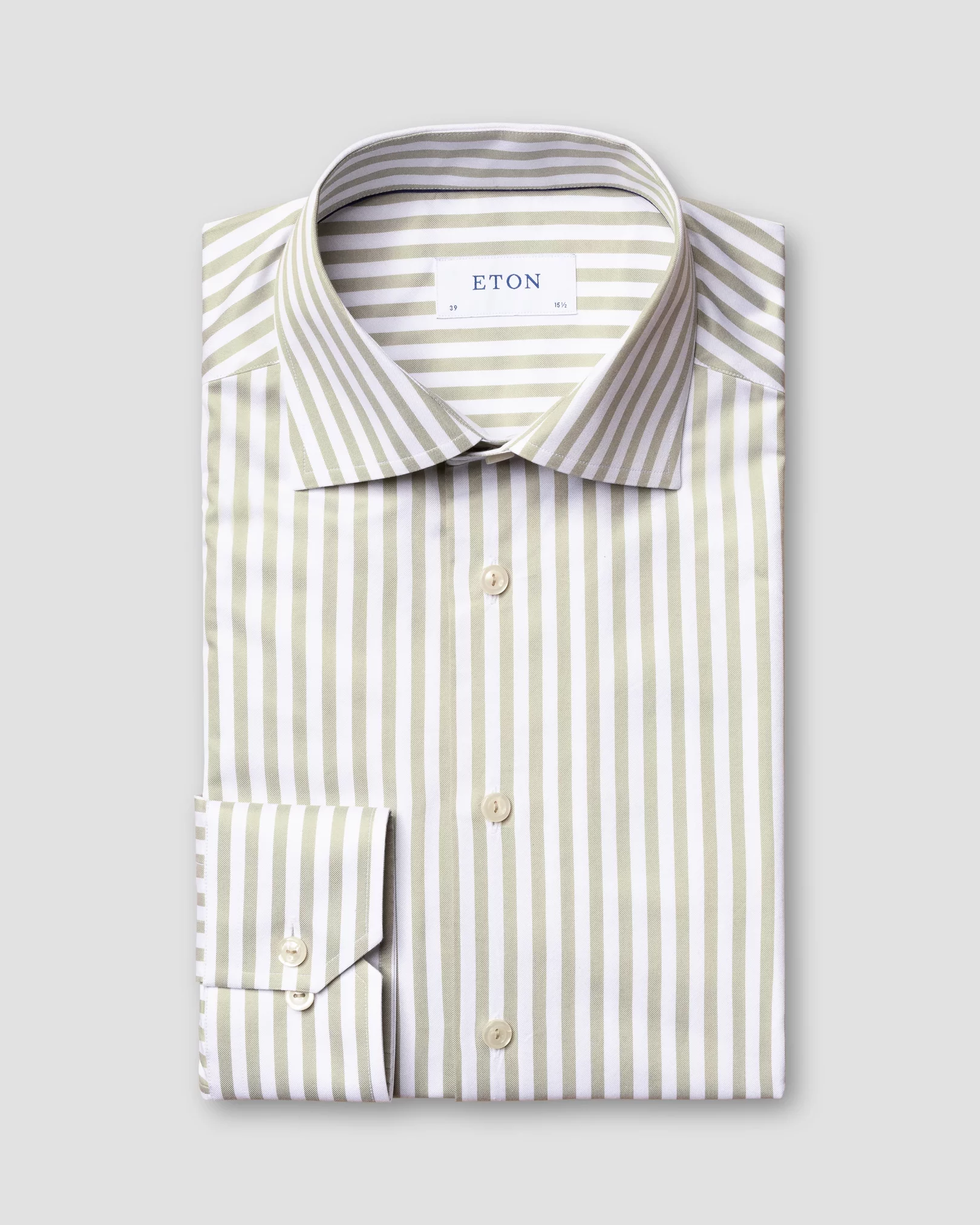 Eton - dusty green bengal stripe signature twill shirt