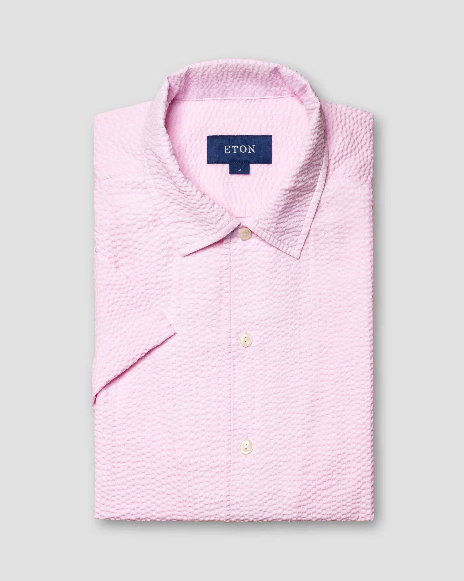 Eton - pink seersucker resort folded short sleeve regular
