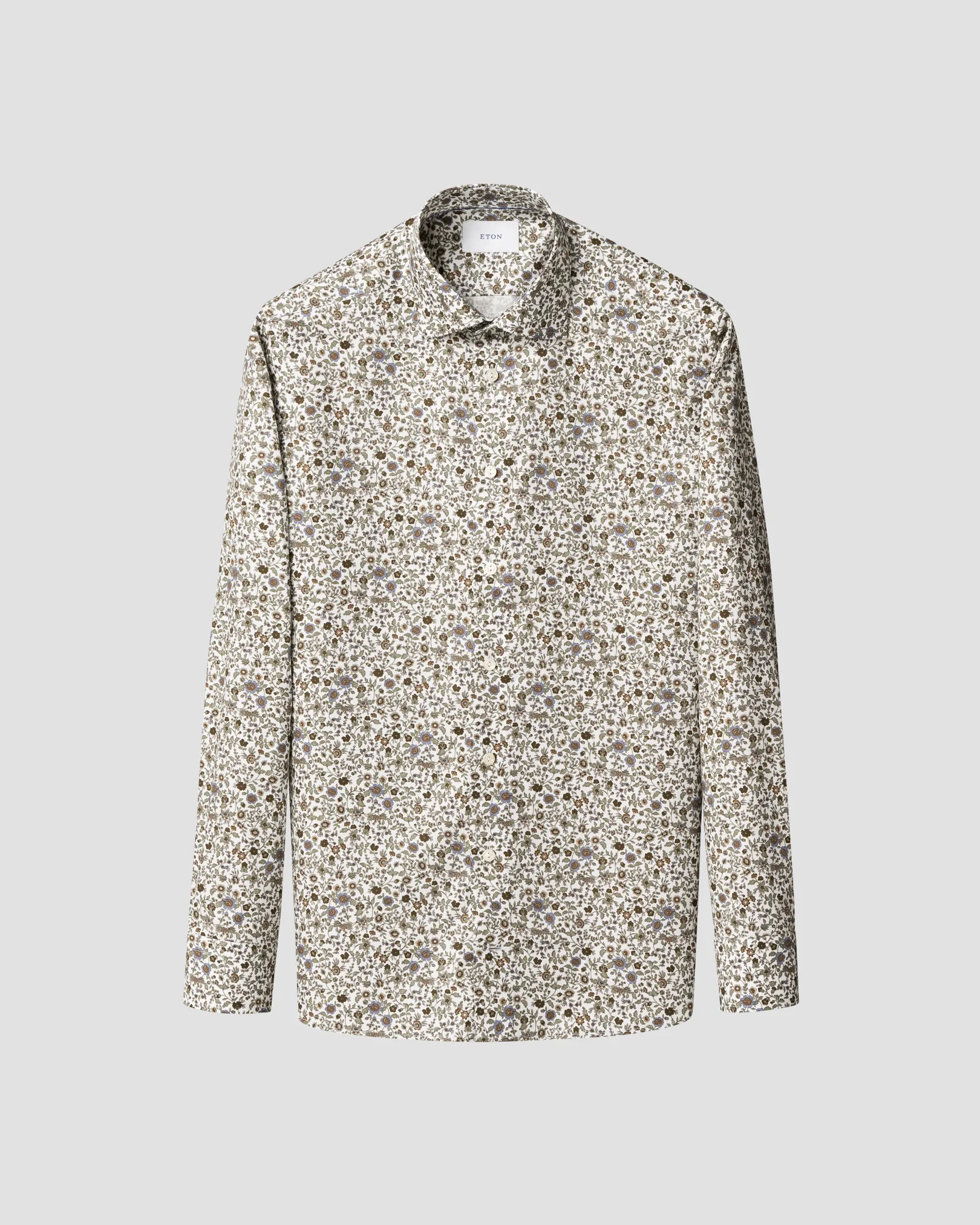 Eton - brown floral print signature twill shirt