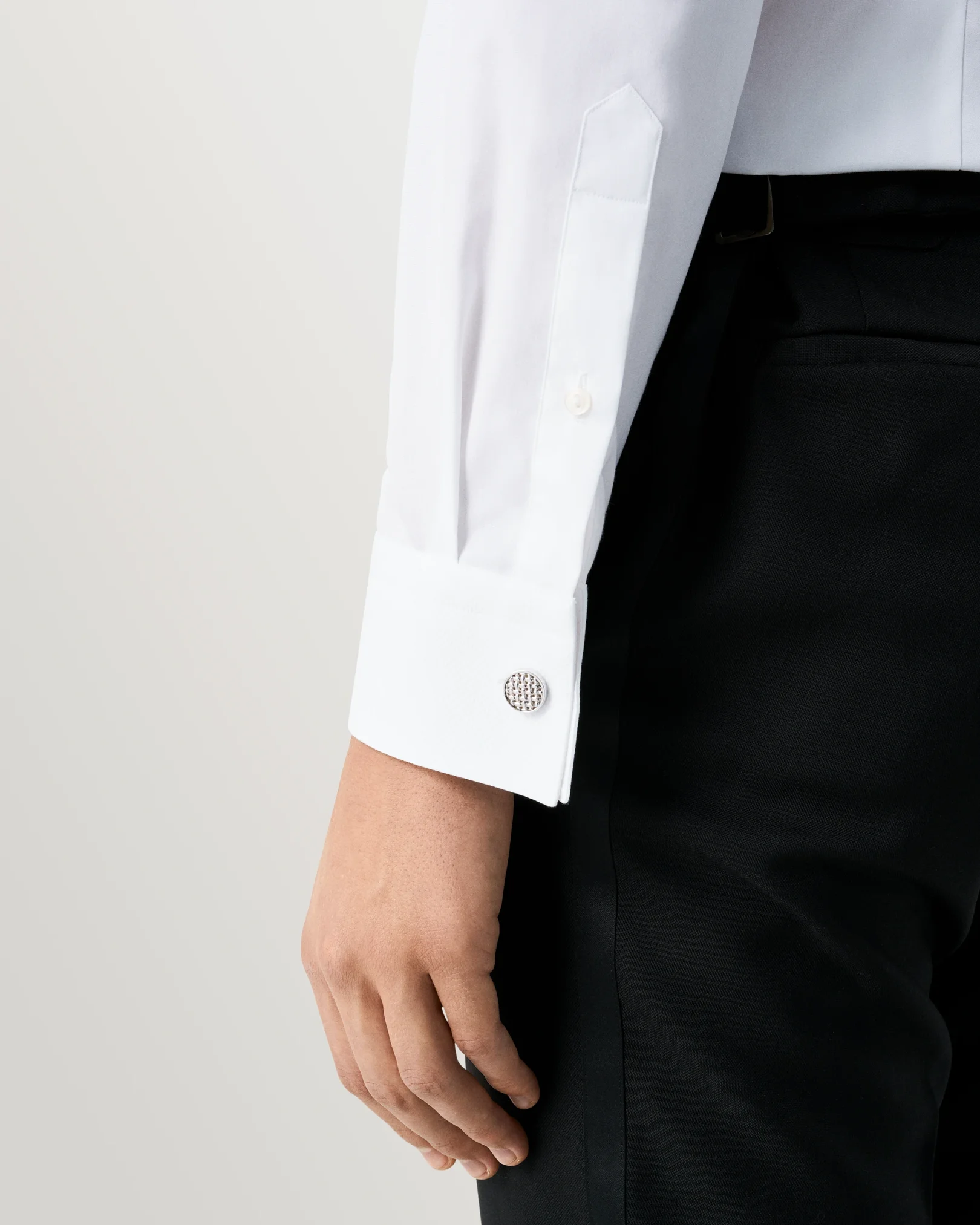 Eton - pique white tie shirt