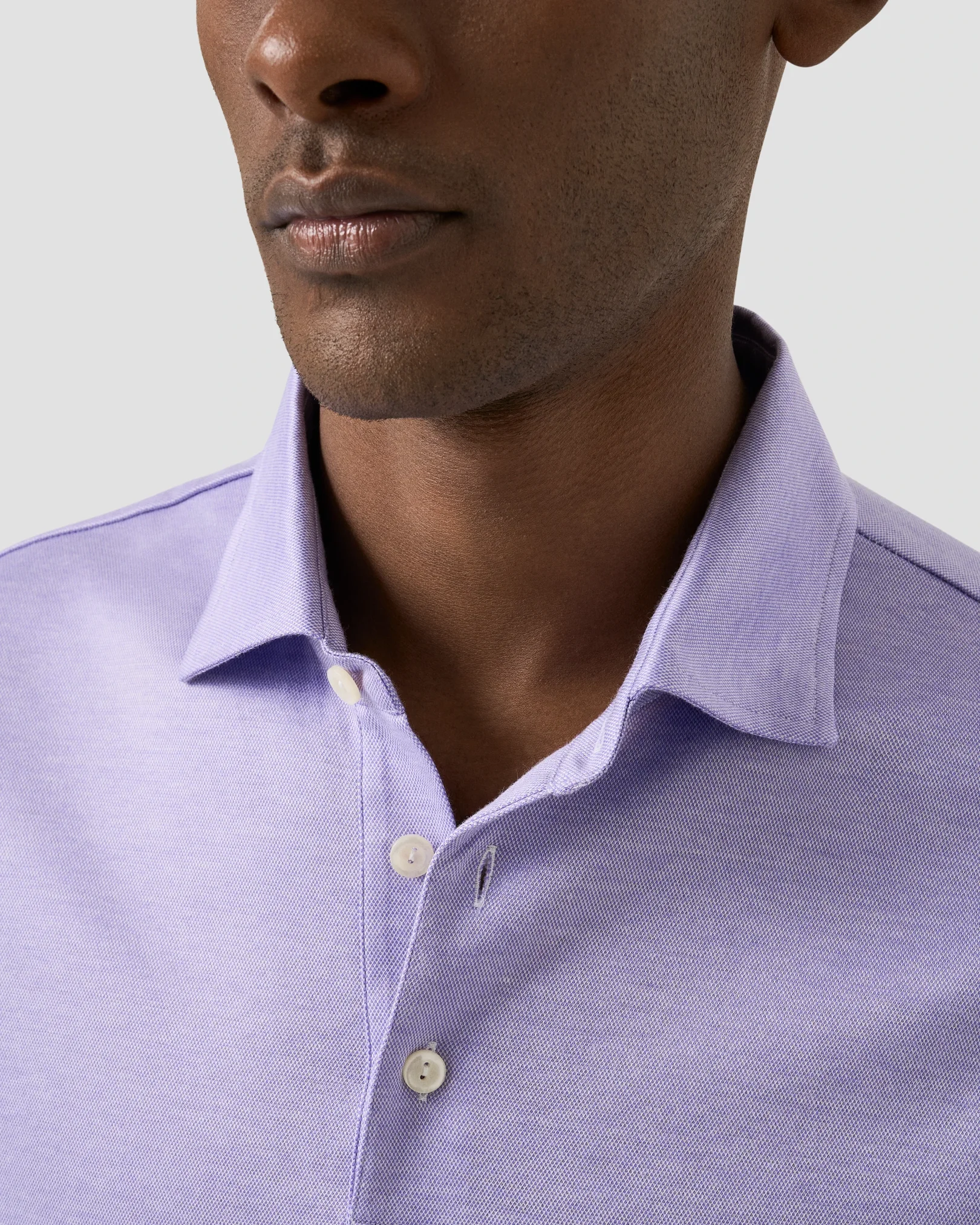 Eton - jacquard filo di scozia polo shirt light purple