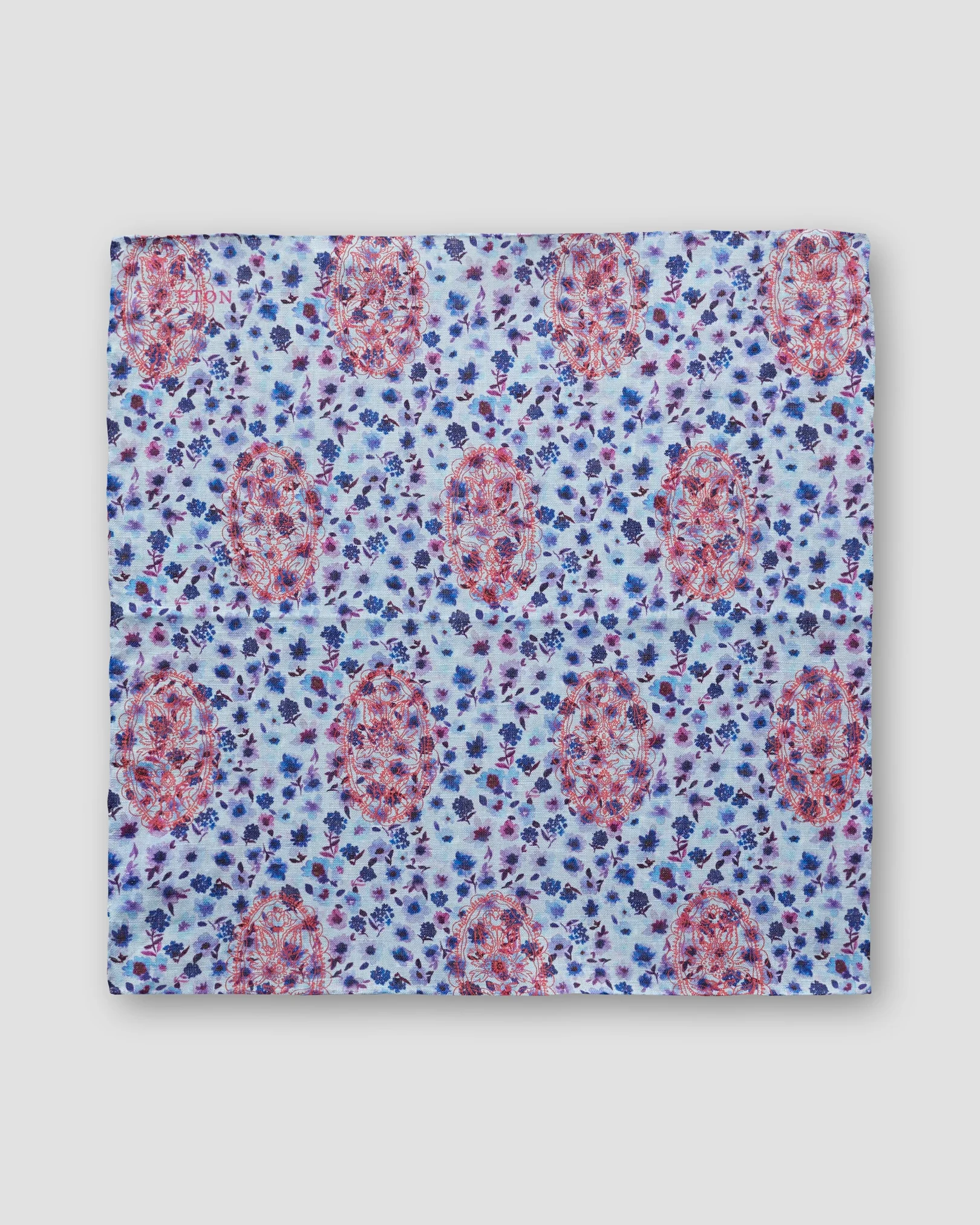 Eton - blue floral linen pocket square