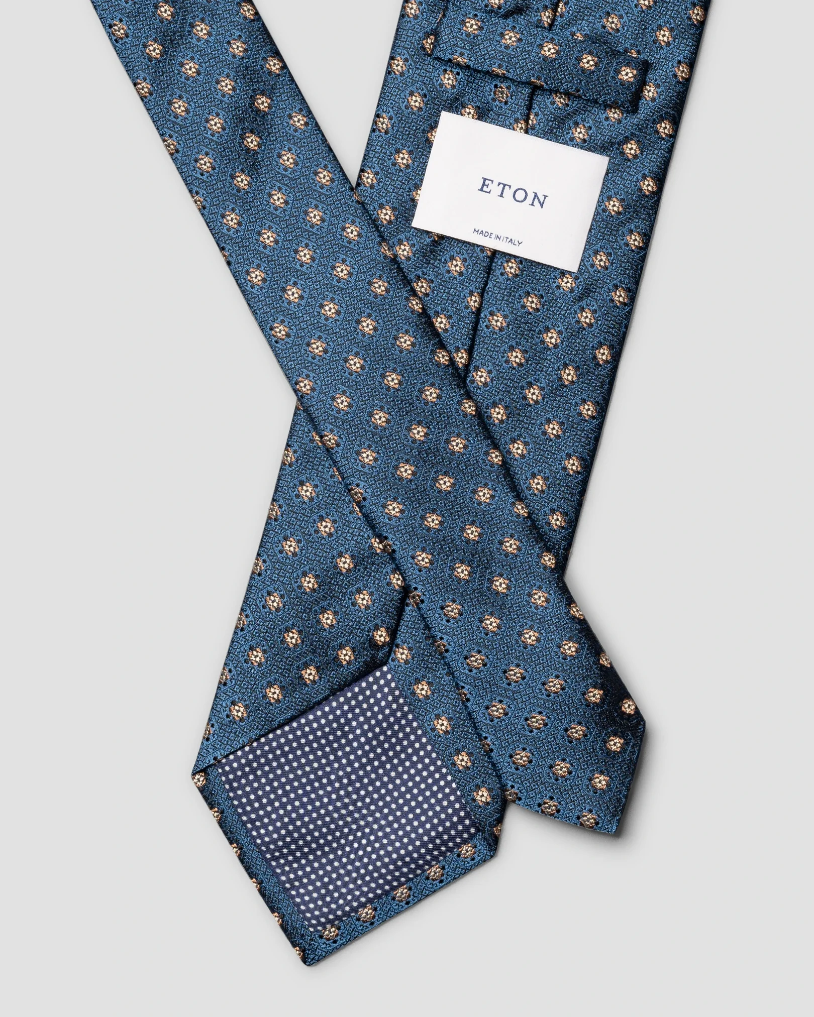 Eton - medallion woven silk tie dark blue medallion woven silk tie