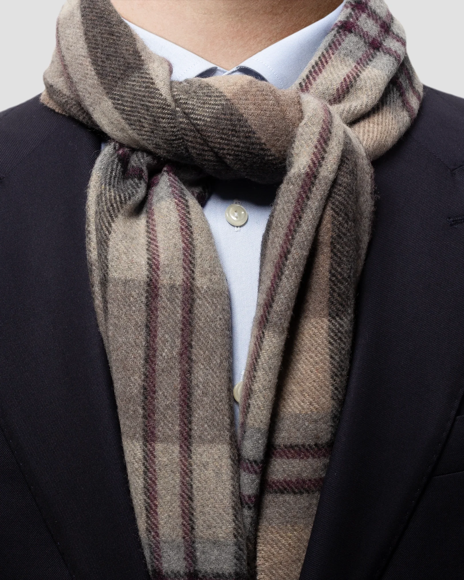 Eton - brown check wool scarf