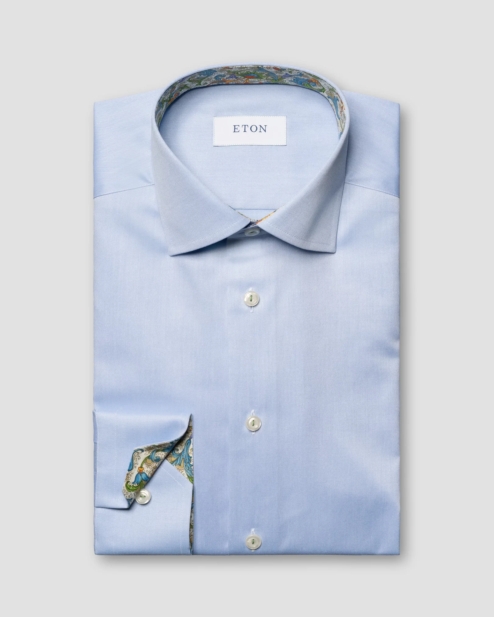 Eton - floral detailed twill shirt