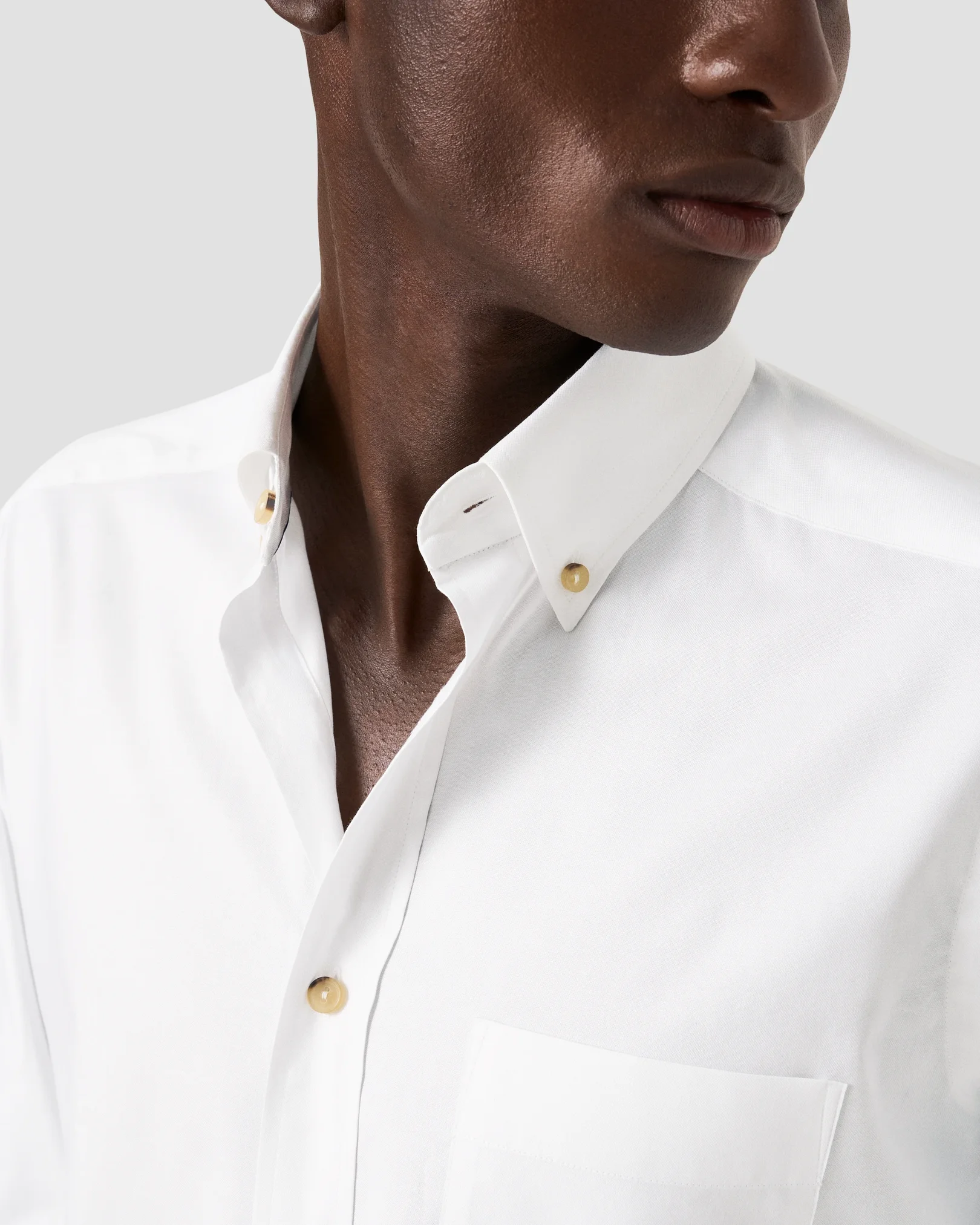 Eton - white solid oxford shirt button down rounded single casual fit