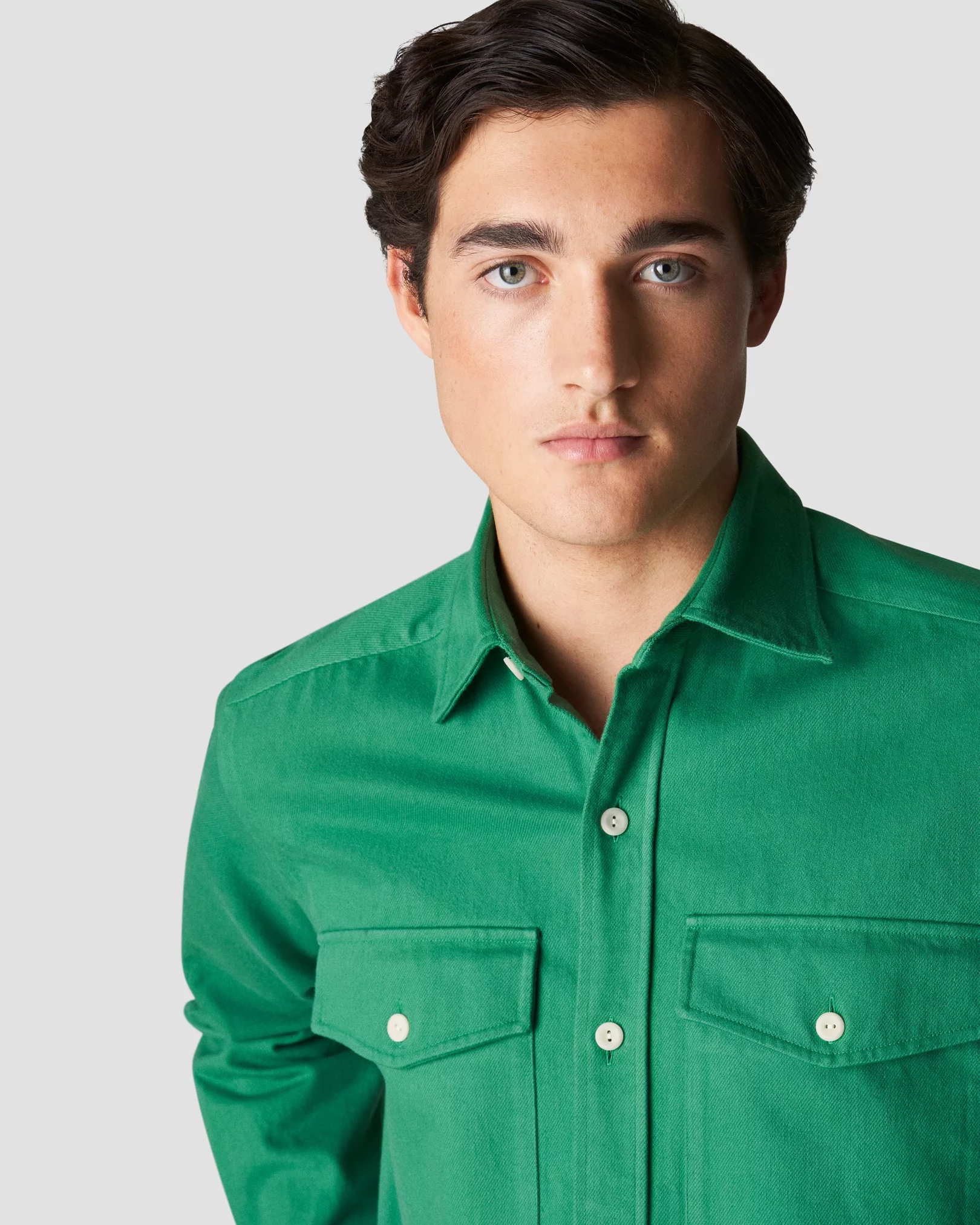 Eton - mid green heavy twill overshirt