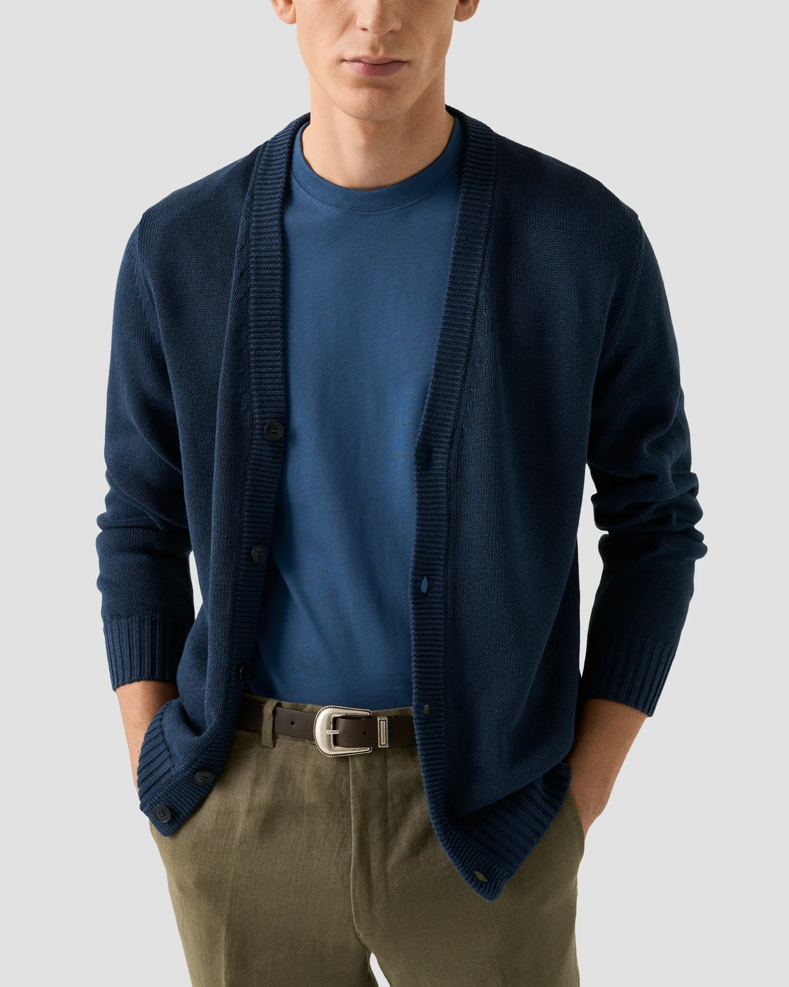 Eton - mid blue single jersey supima cotton t shirt