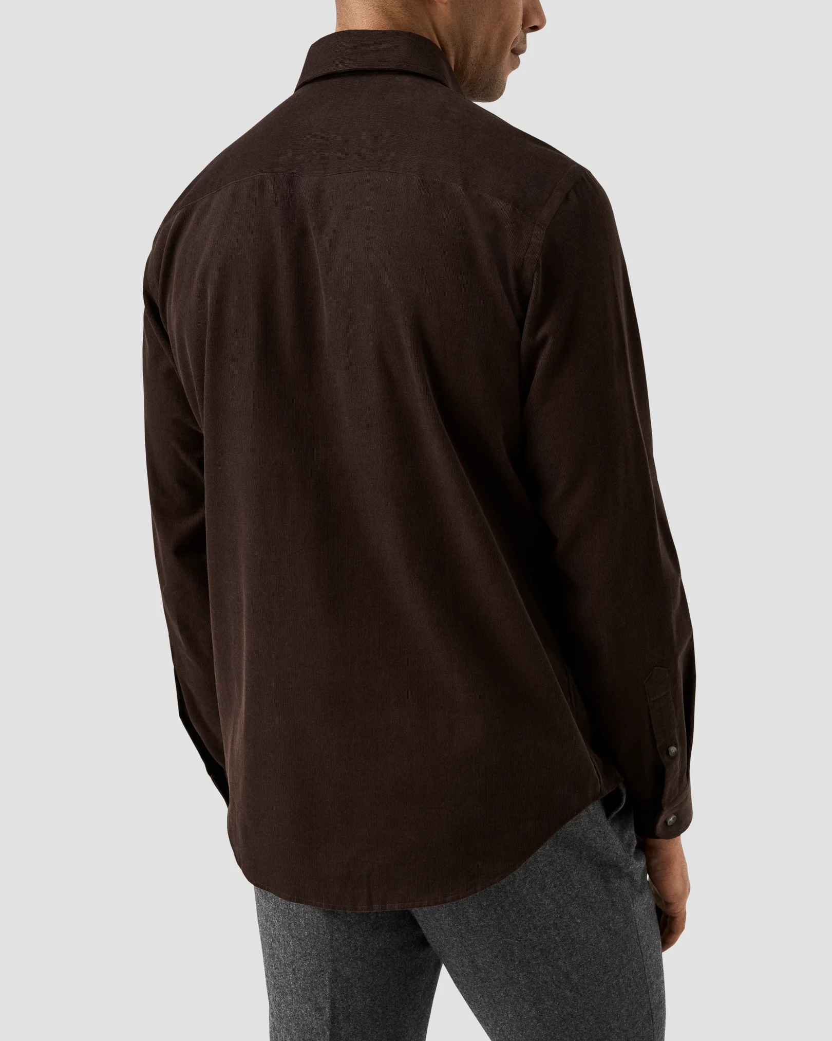 Eton - dark brown solid corduroy shirt