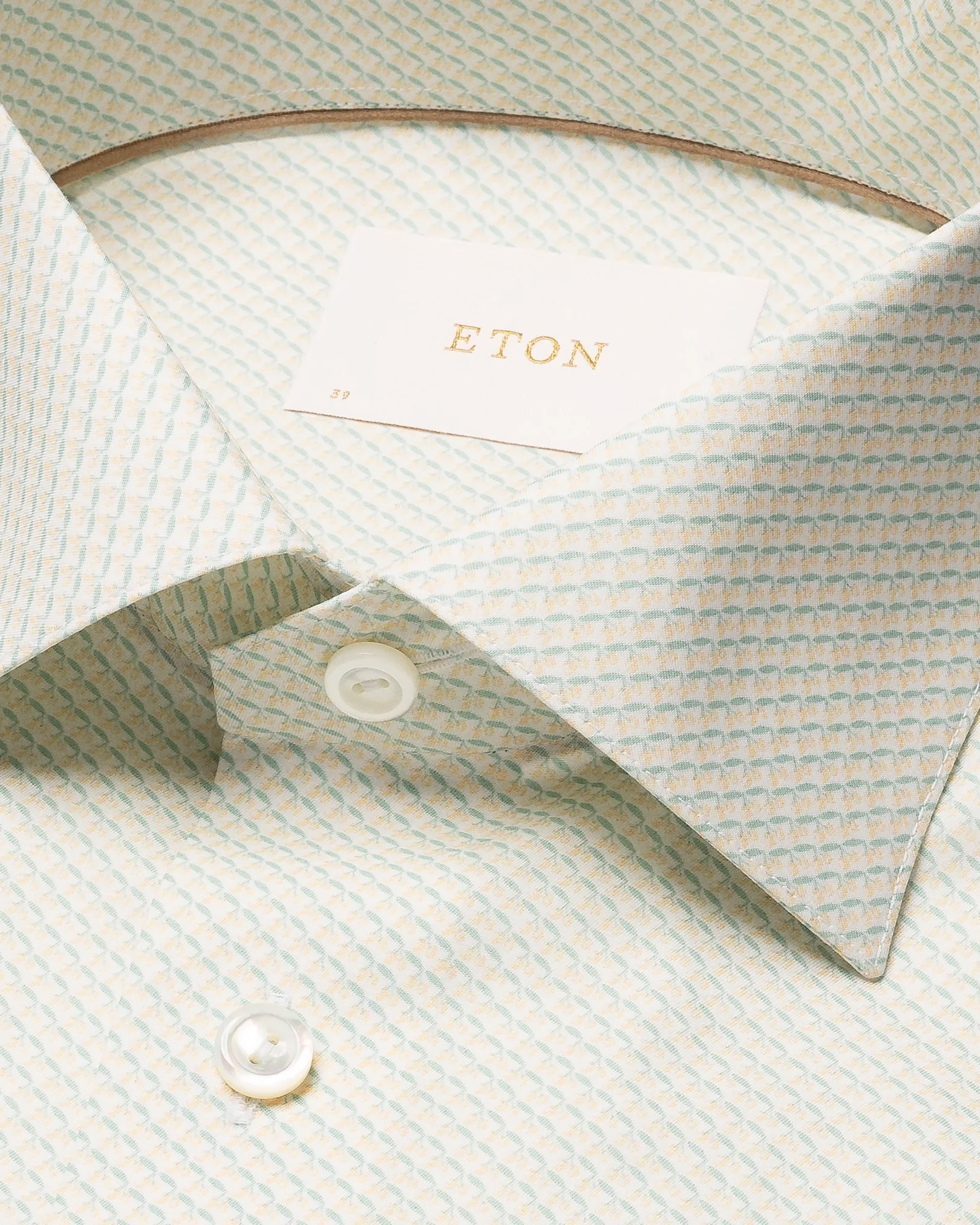 Eton - yellow micro olive fine twill shirt