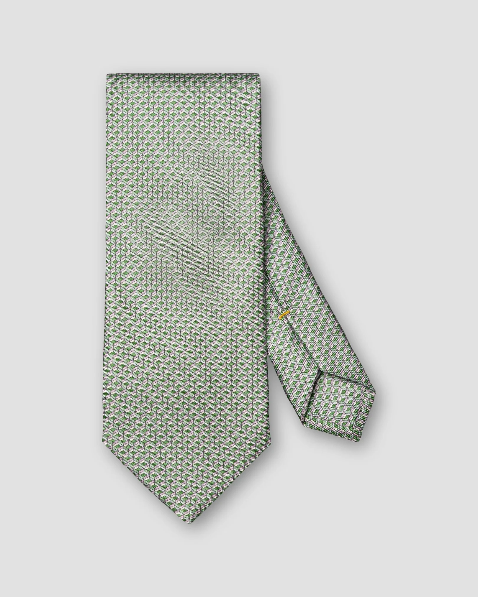 Eton - mid green geometrical print silk tie