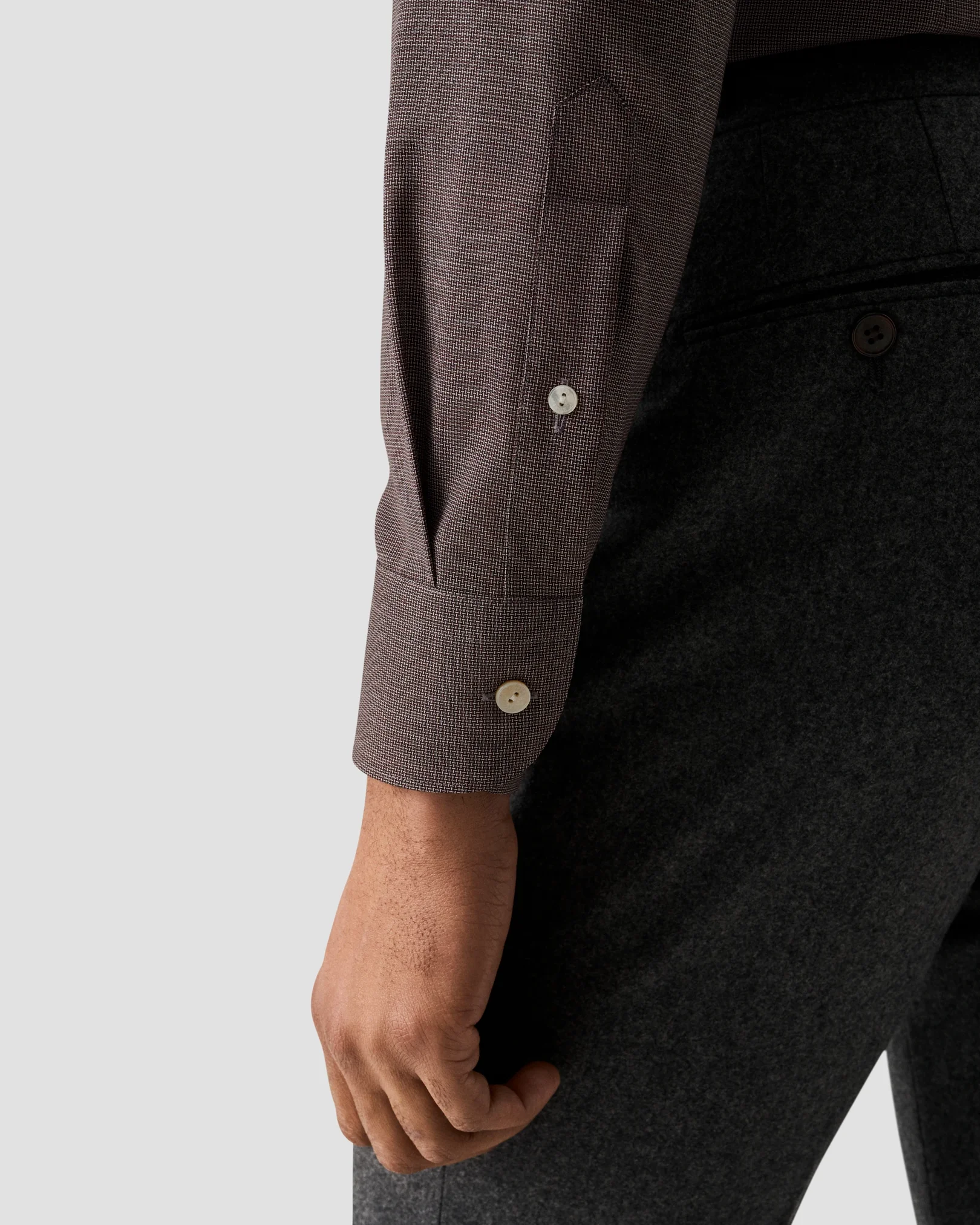 Eton - semi solid red merino shirt