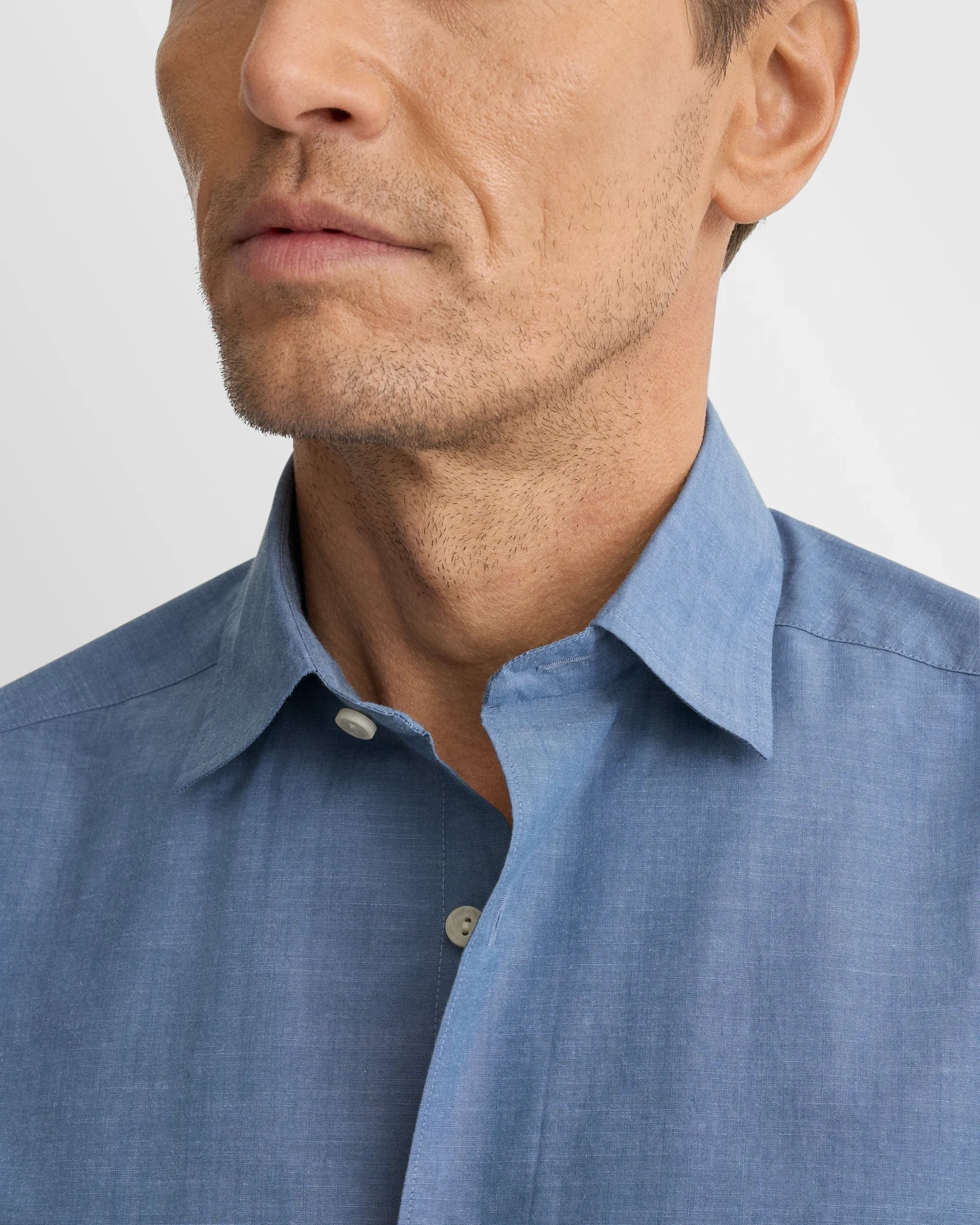 Eton - solid chambray shirt spread rounded single casual fit