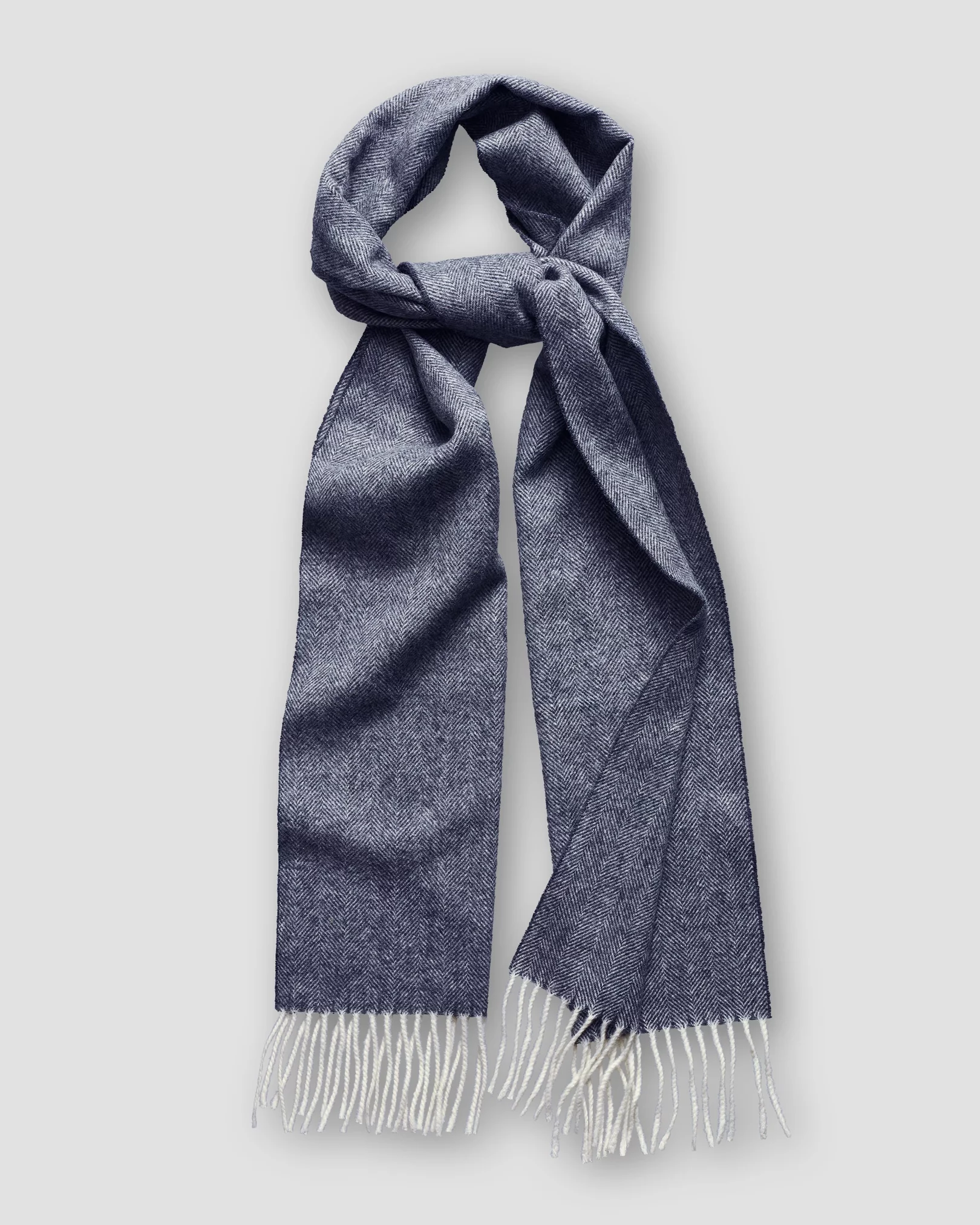 Écharpe en laine bleue à motifs chevrons