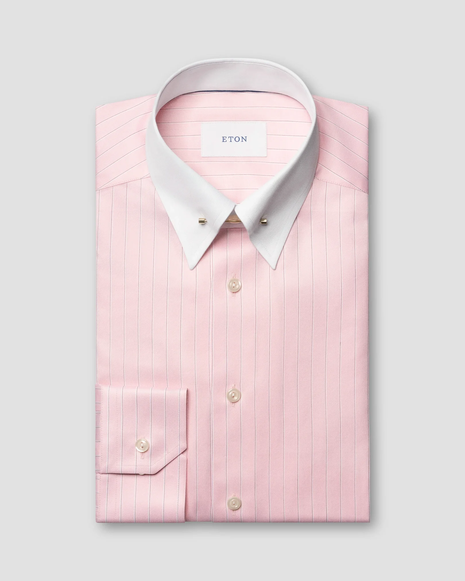 Eton - pink striped signature twill shirt pin