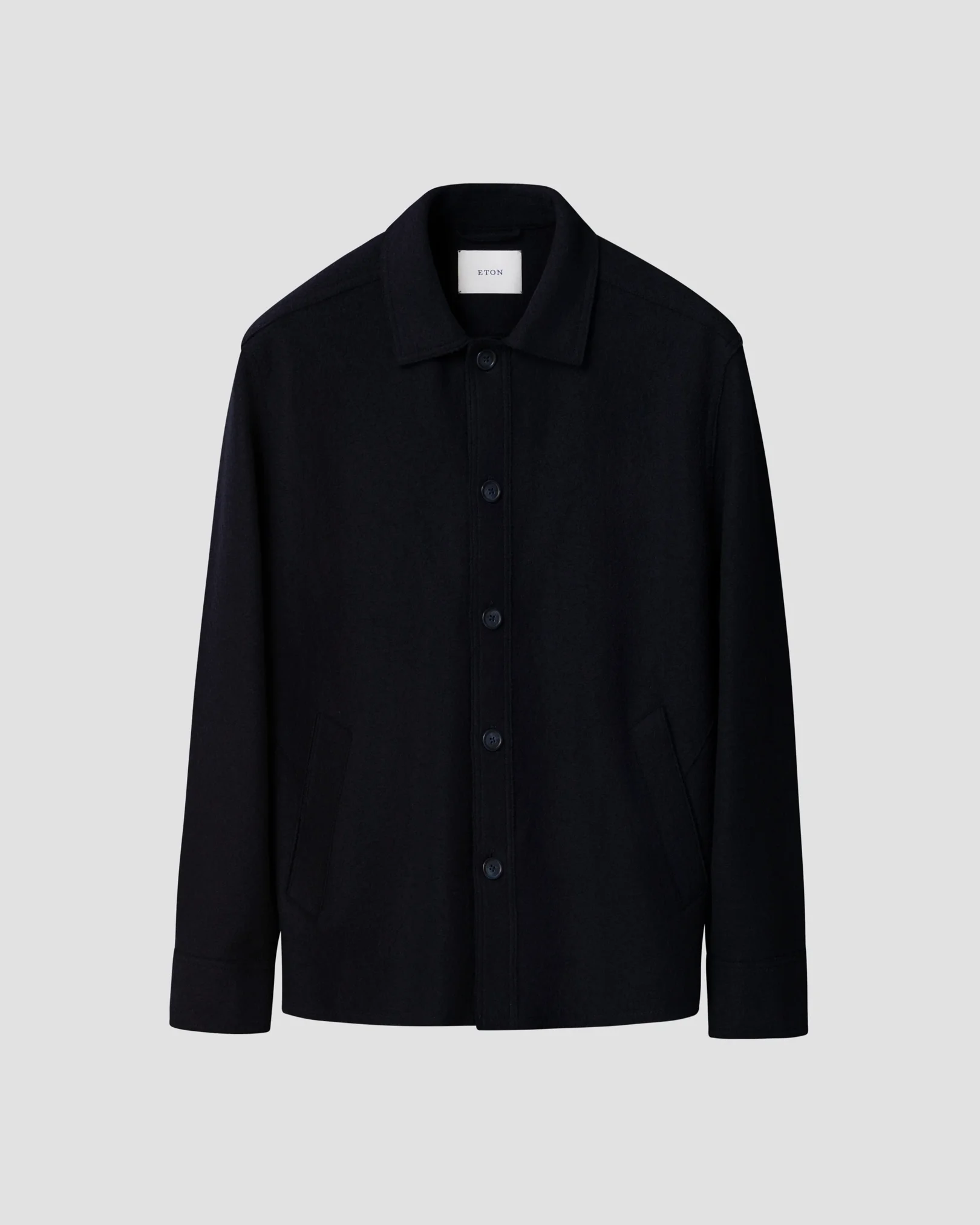Eton - navy blue boiled wool cotton shirt jacket
