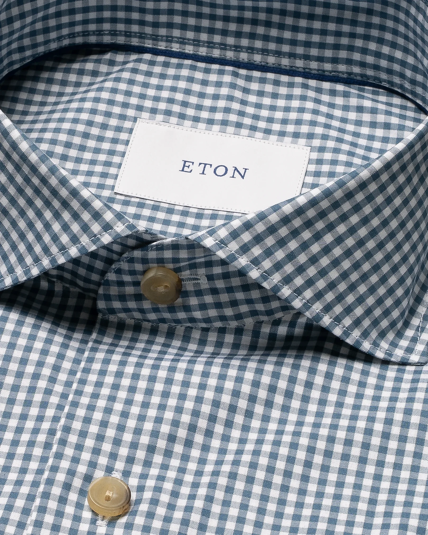 Eton - dark blue check lighweight poplin shirt
