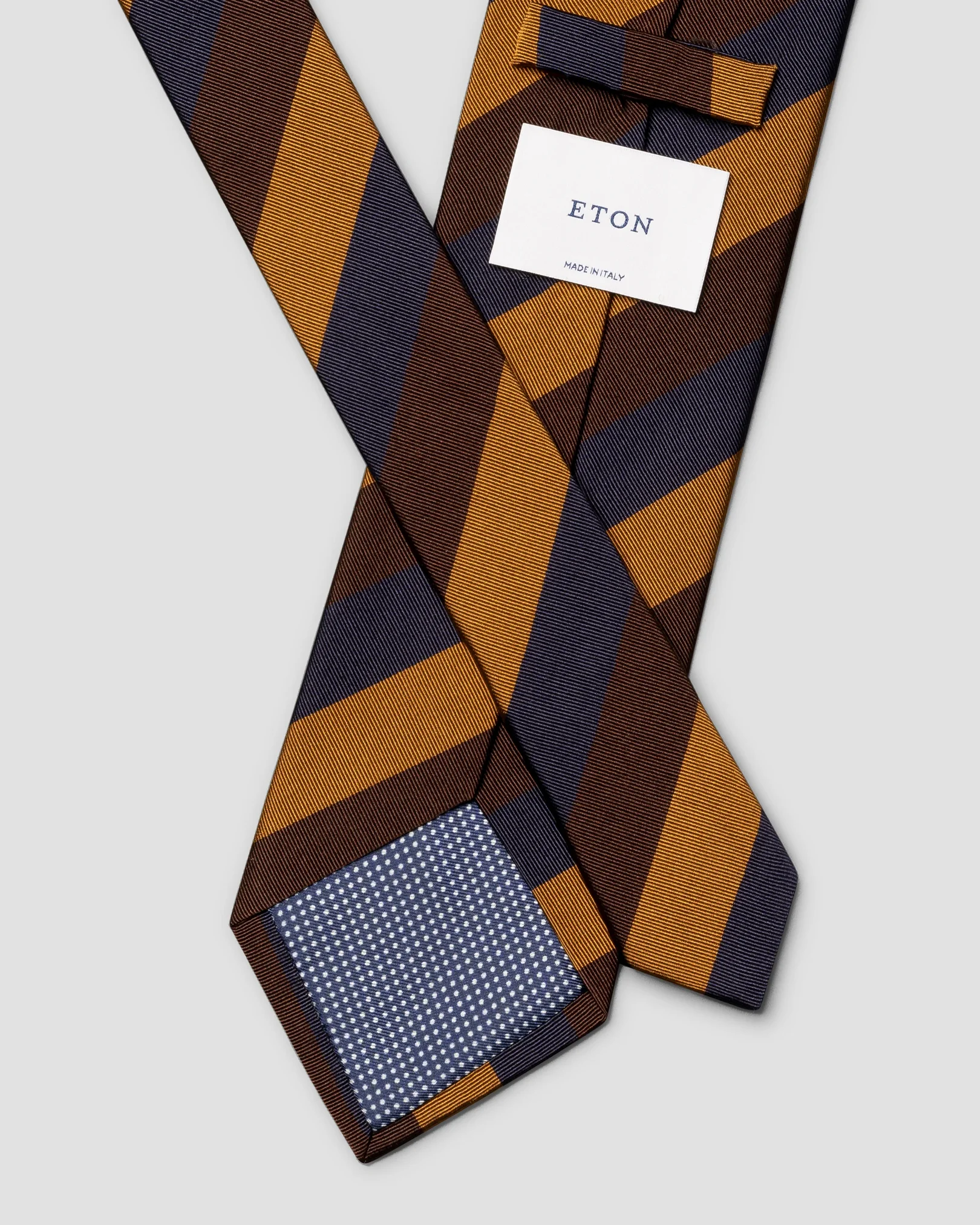 Eton - dark brown striped silk cotton mogador tie