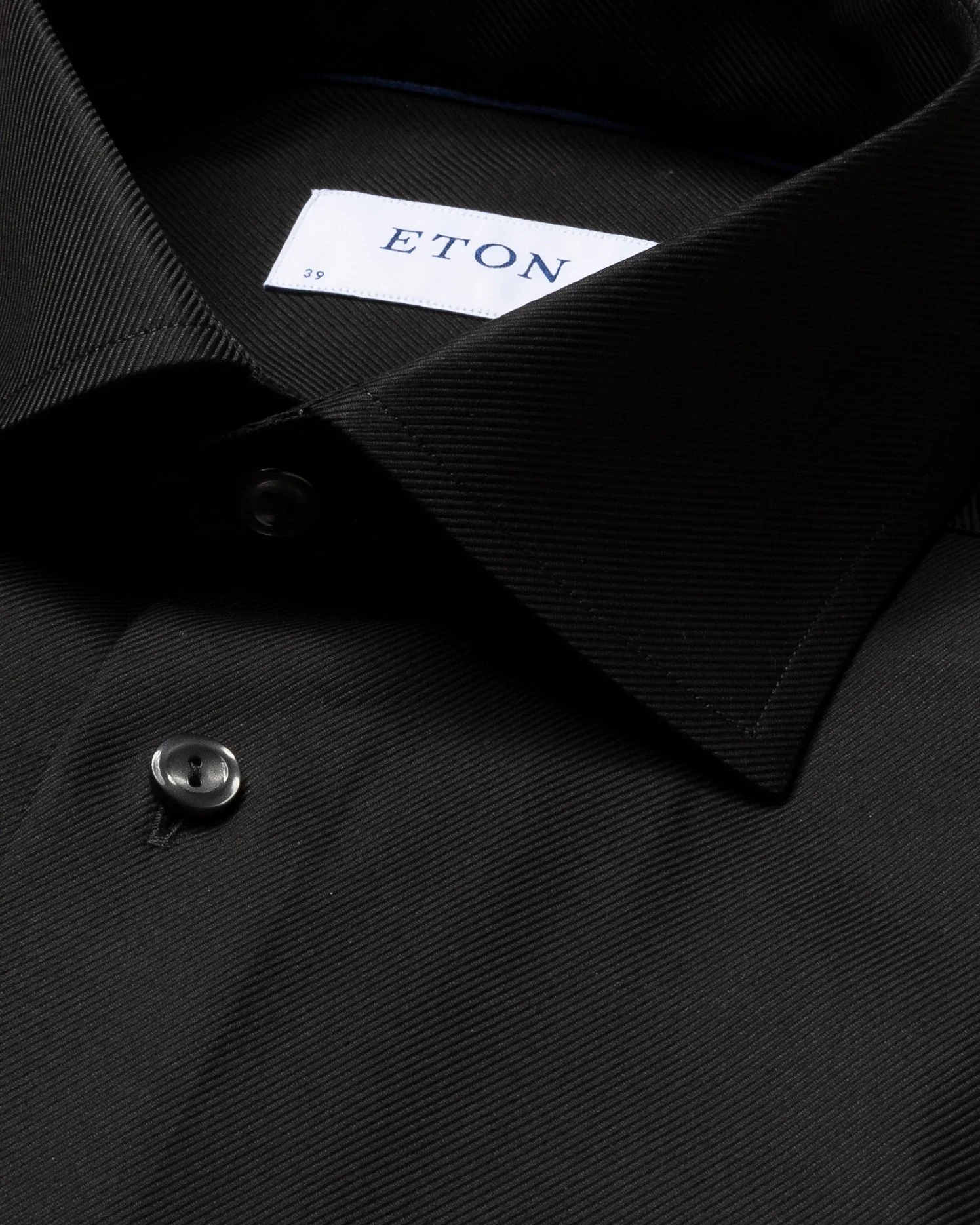 Eton - black solid textured twill shirt