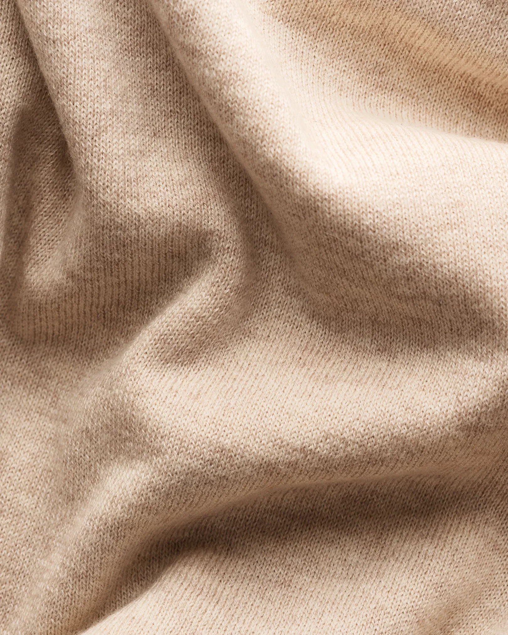 Eton - beige cotton and cashmere quarter zip fine knit