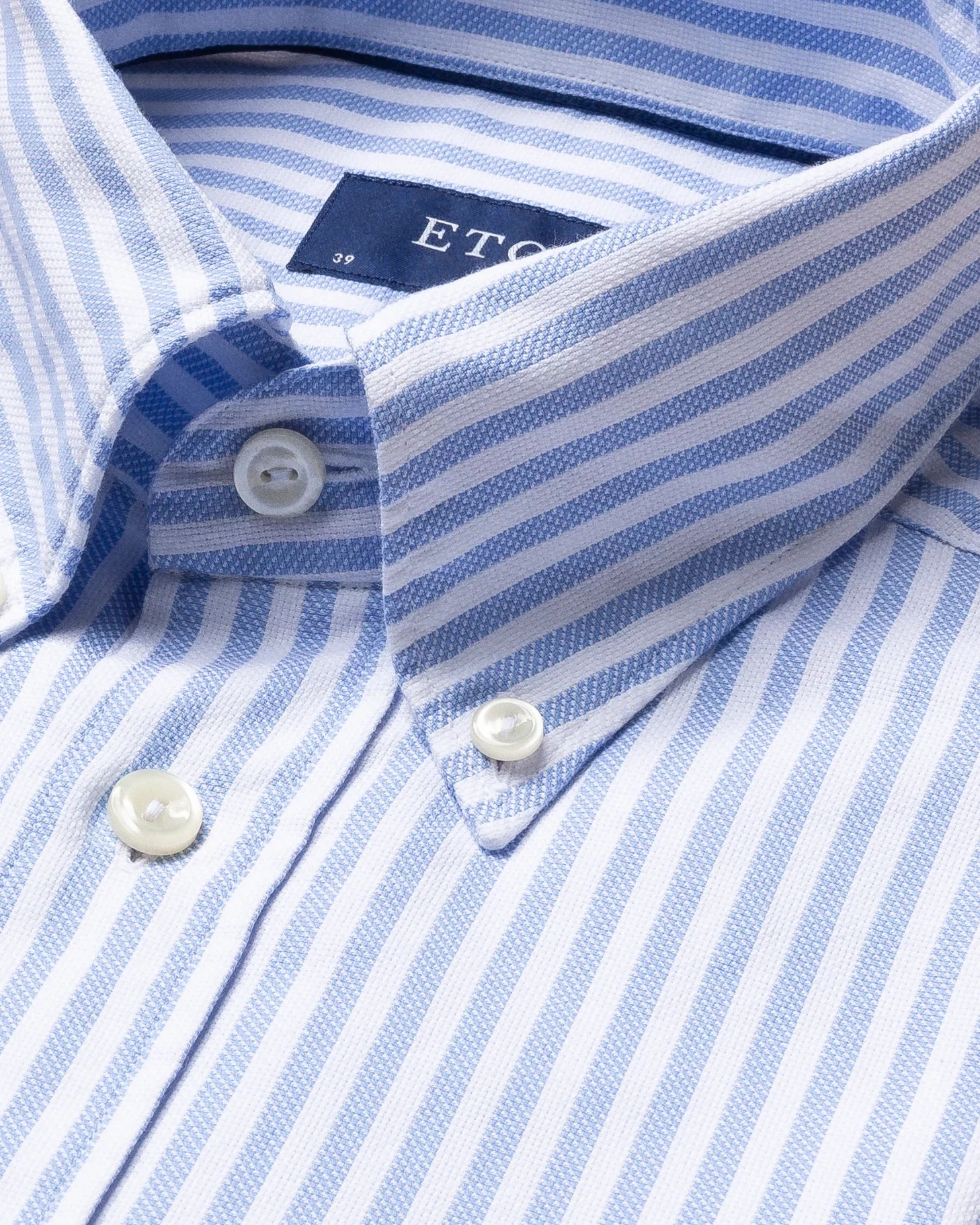 Eton - blue striped royal oxford shirt soft