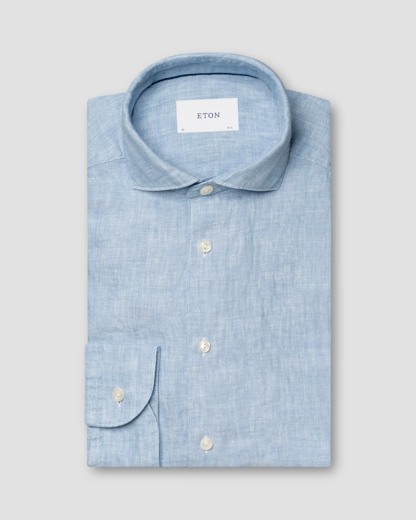 Eton - light blue solid twill linen shirt