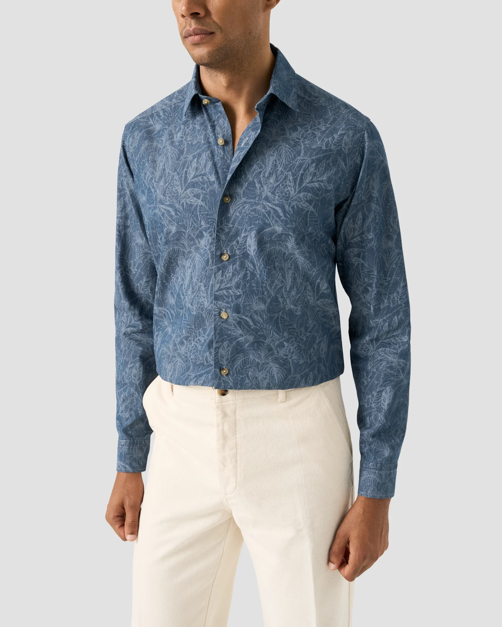 Eton - floral denim print shirt
