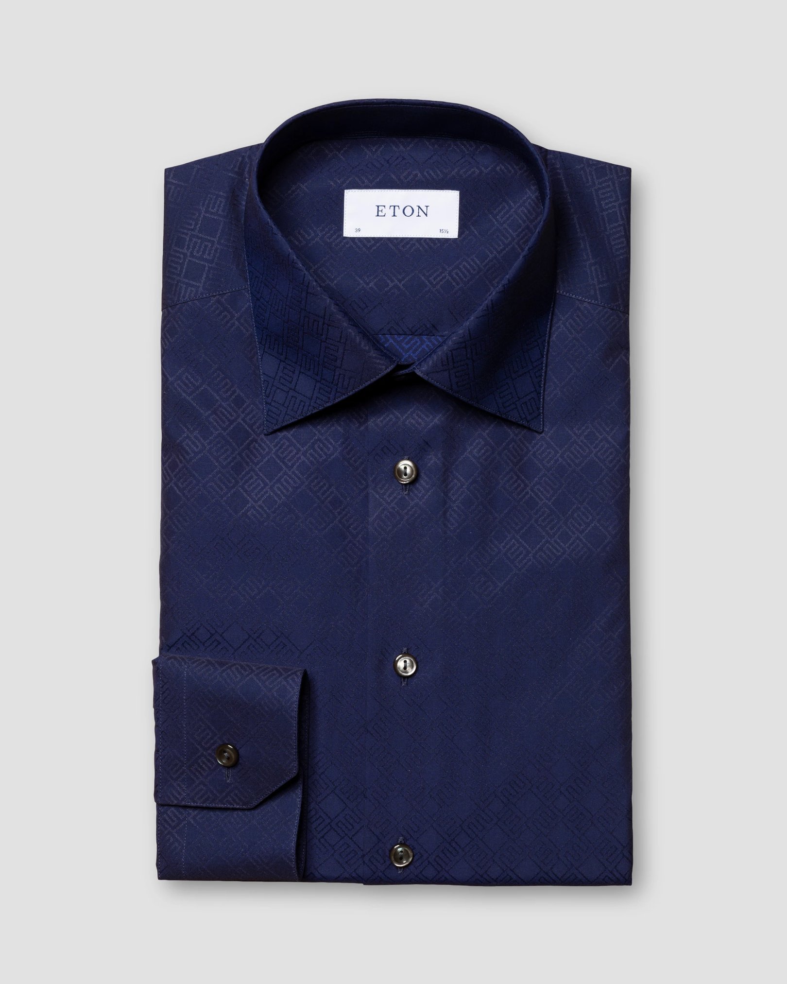 Eton - navy blue jacquard moderate cutaway