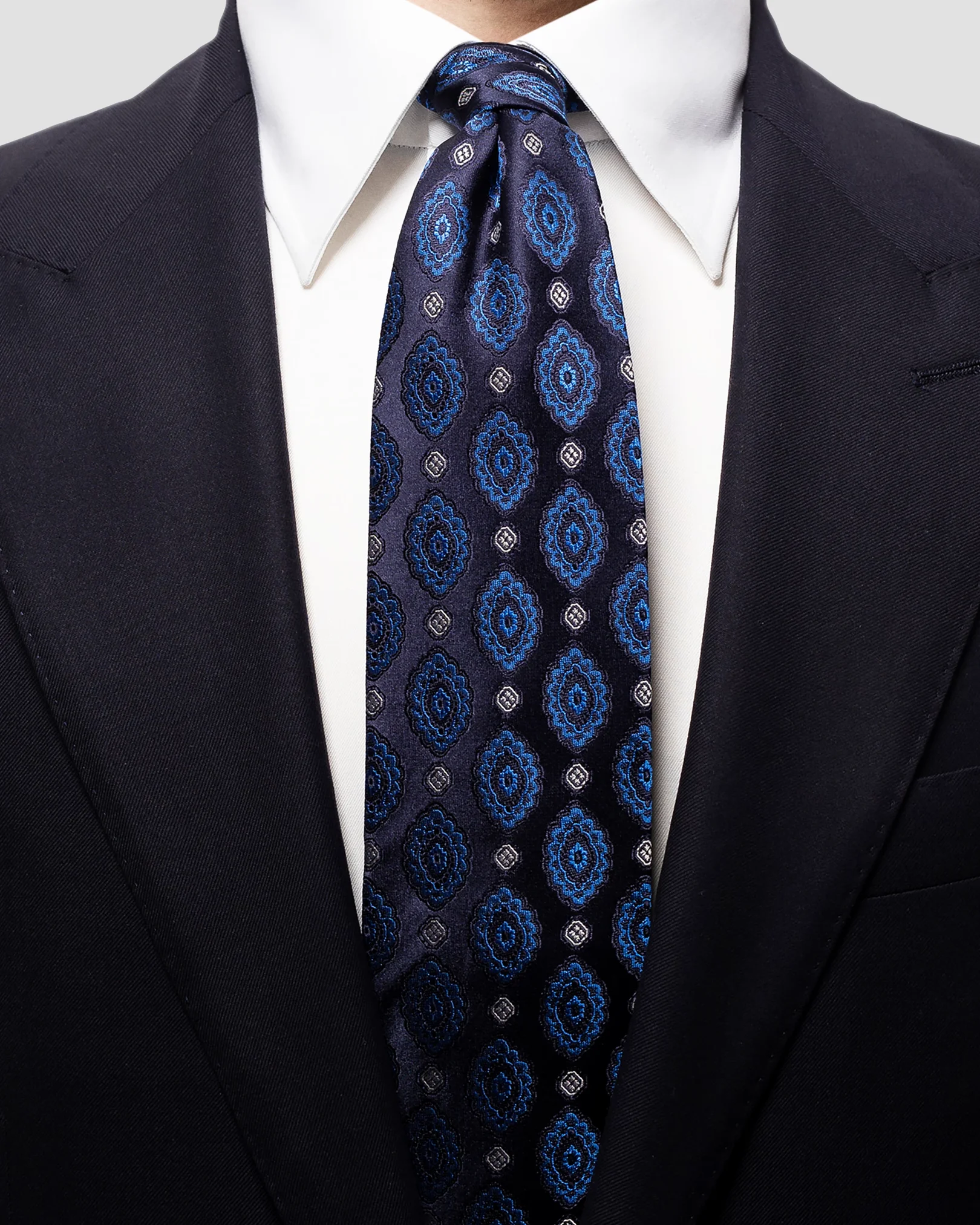 Eton - navy blue geometric silk tie