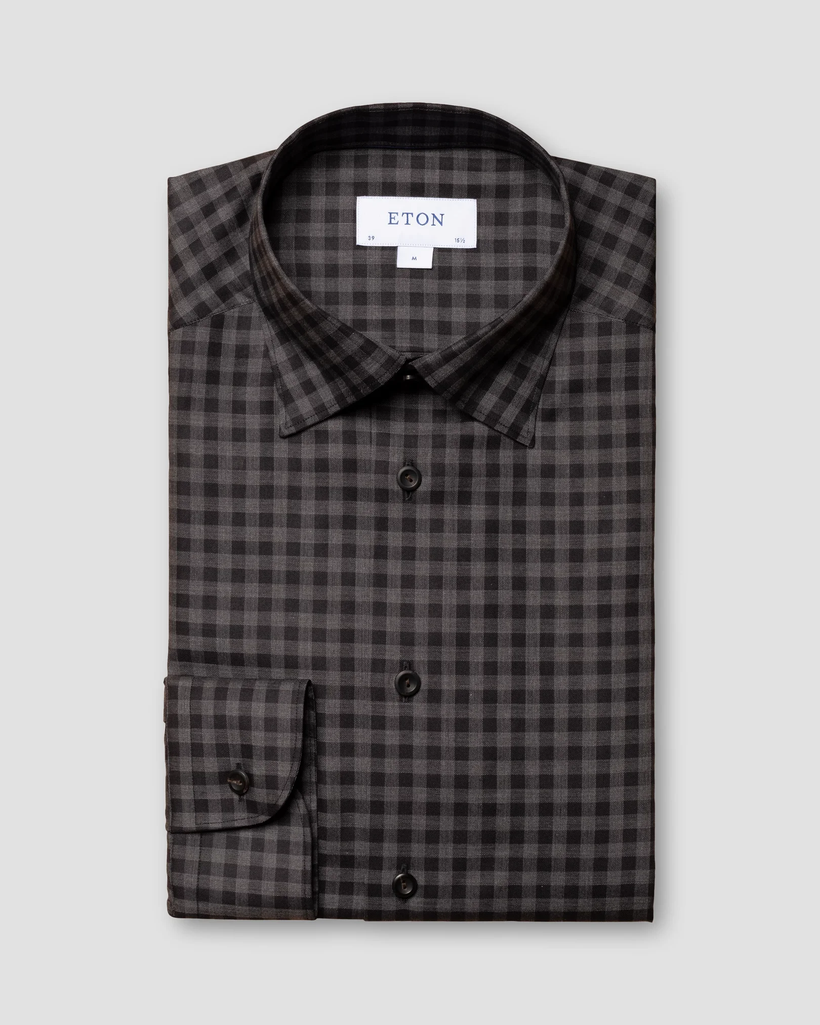 Eton - dark grey lightweight oxford buttonunder