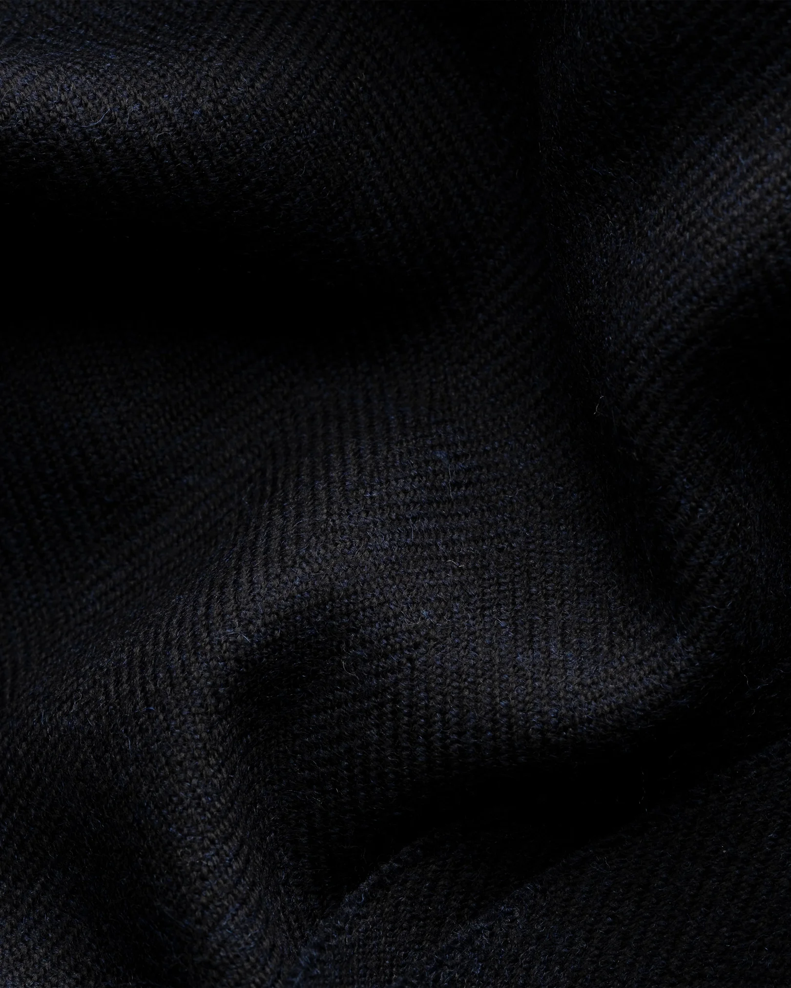 Navy Blue Herringbone Merino Wool Scarf