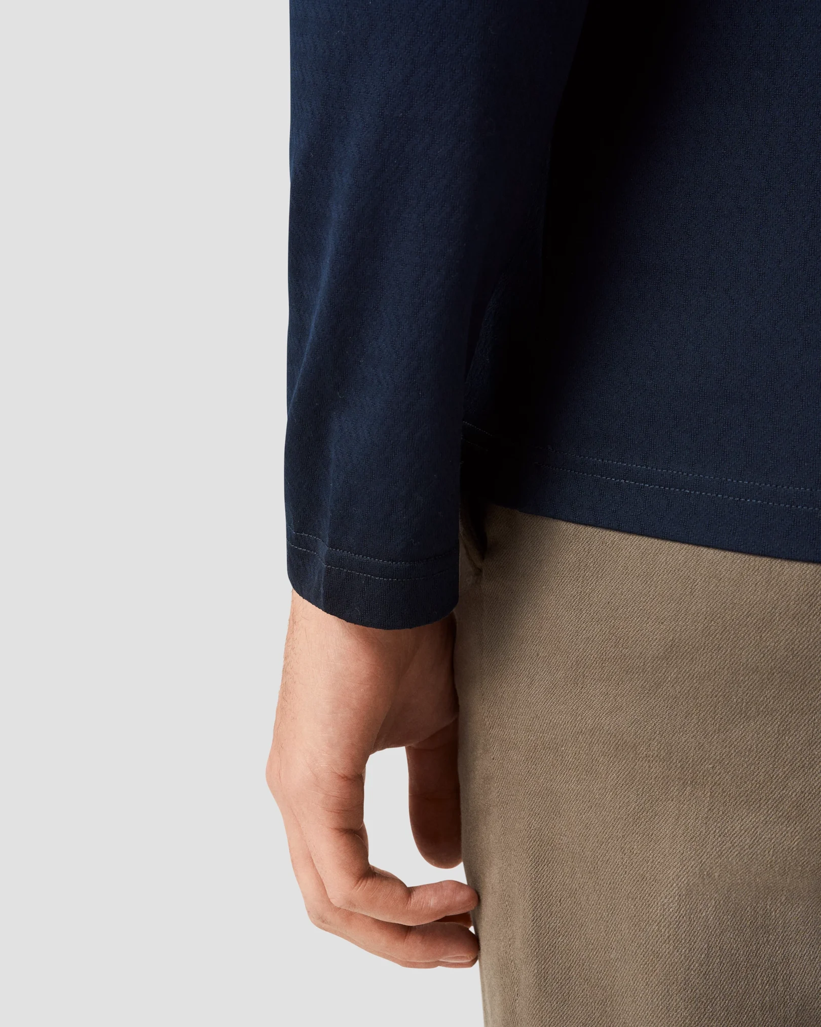 Eton - navy blue open collar long sleeve regular fit