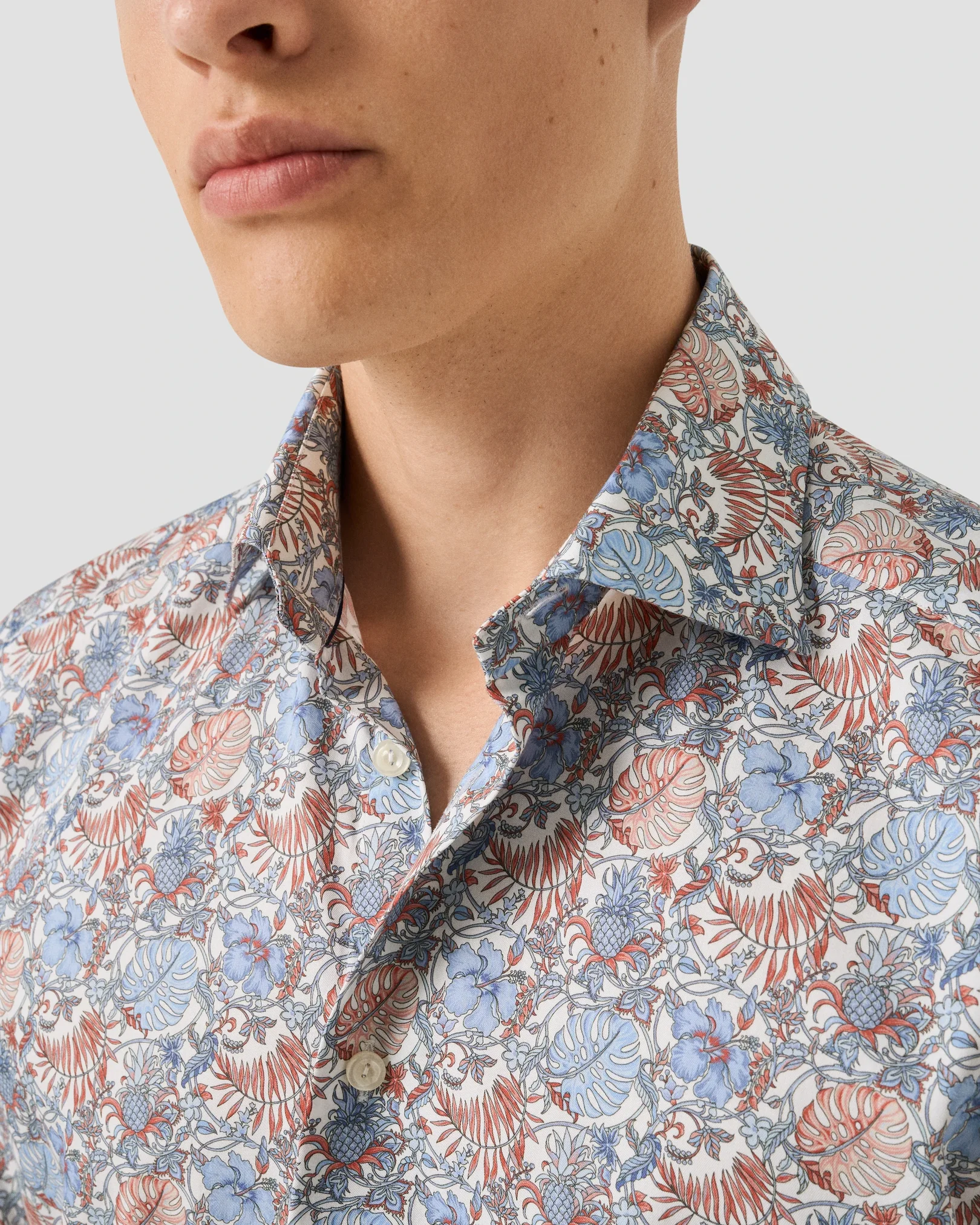 Eton - red floral signature twill shirt