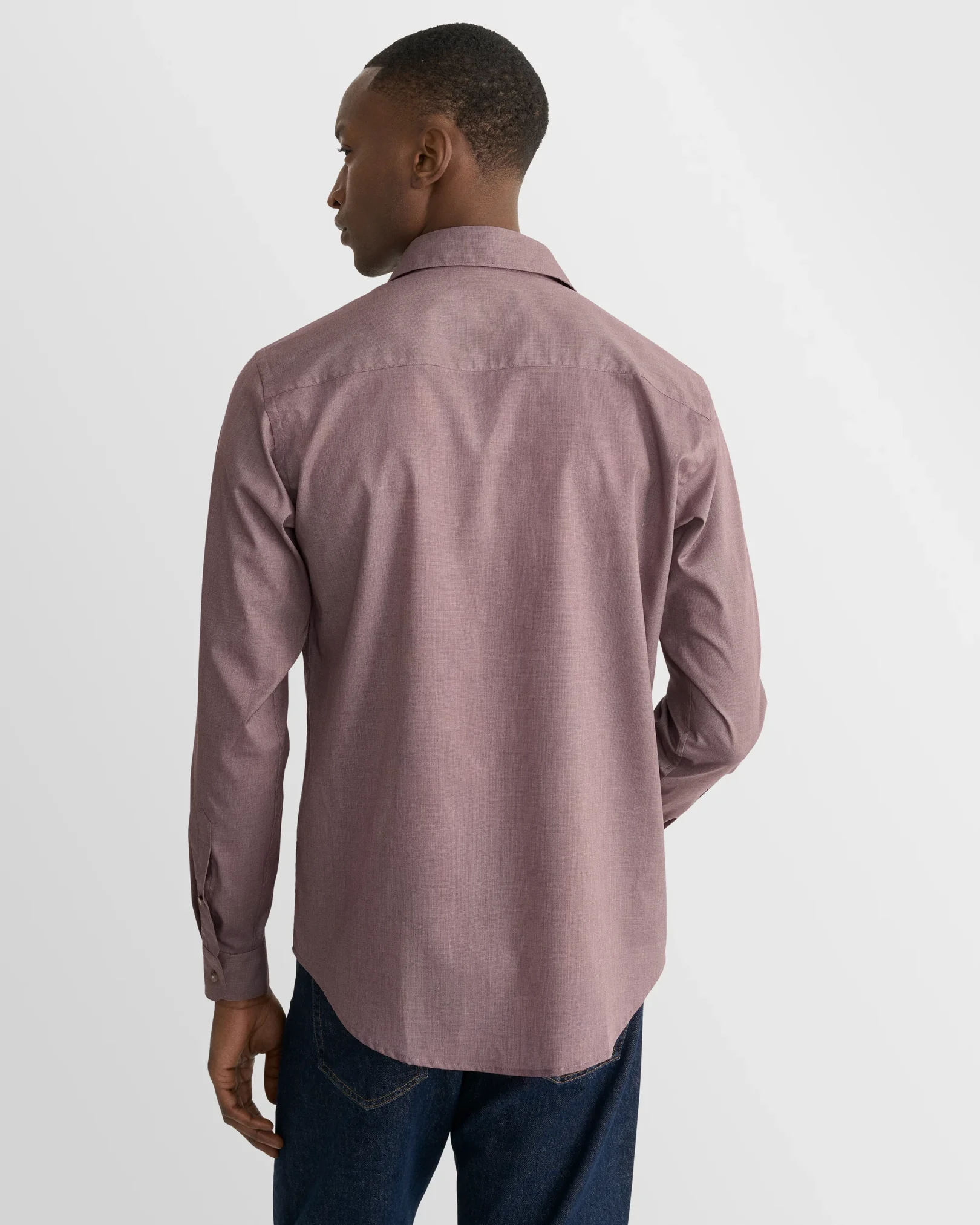 Eton - dark red solid lighweight poplin shirt