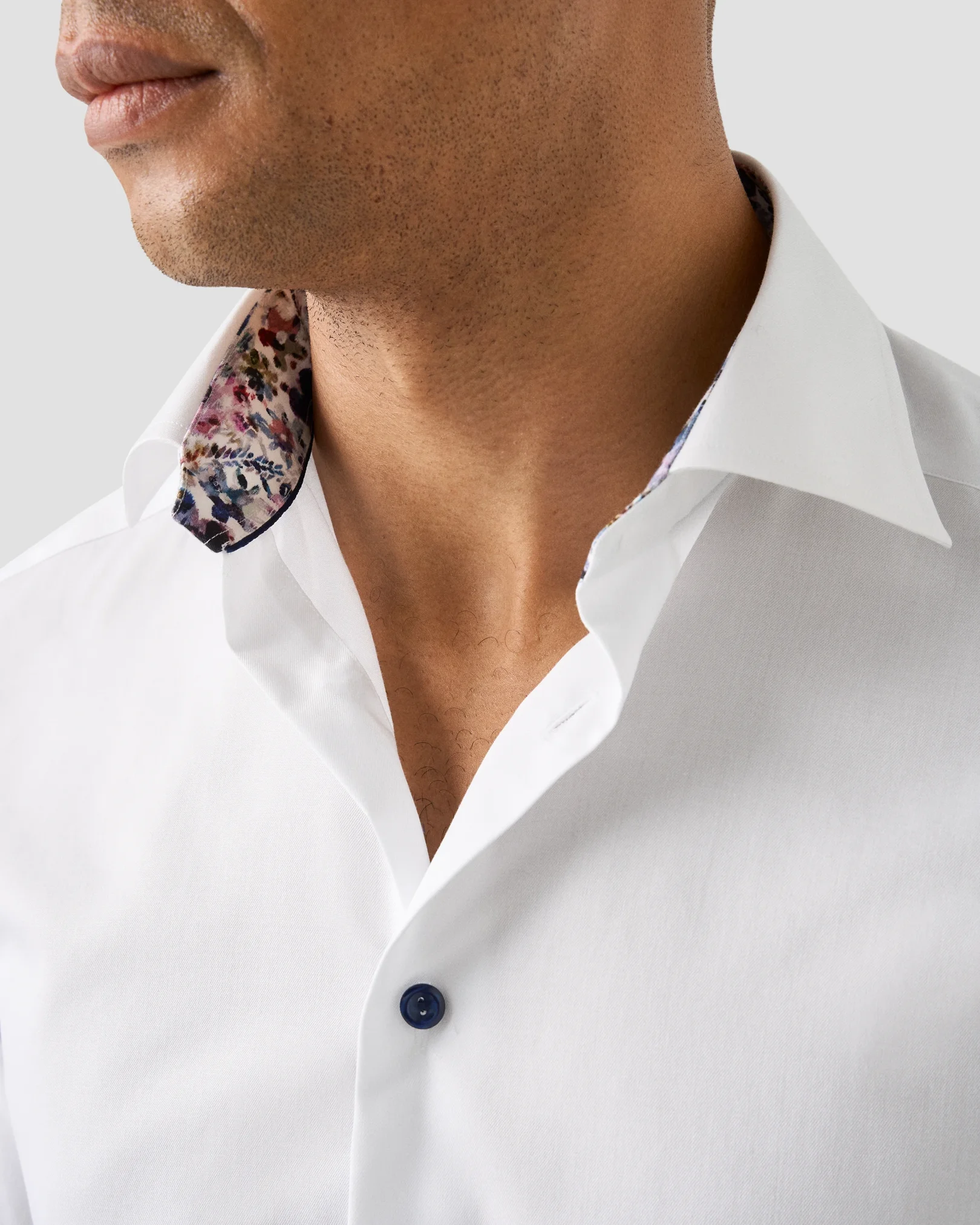 Eton - white floral effect signature twill shirt