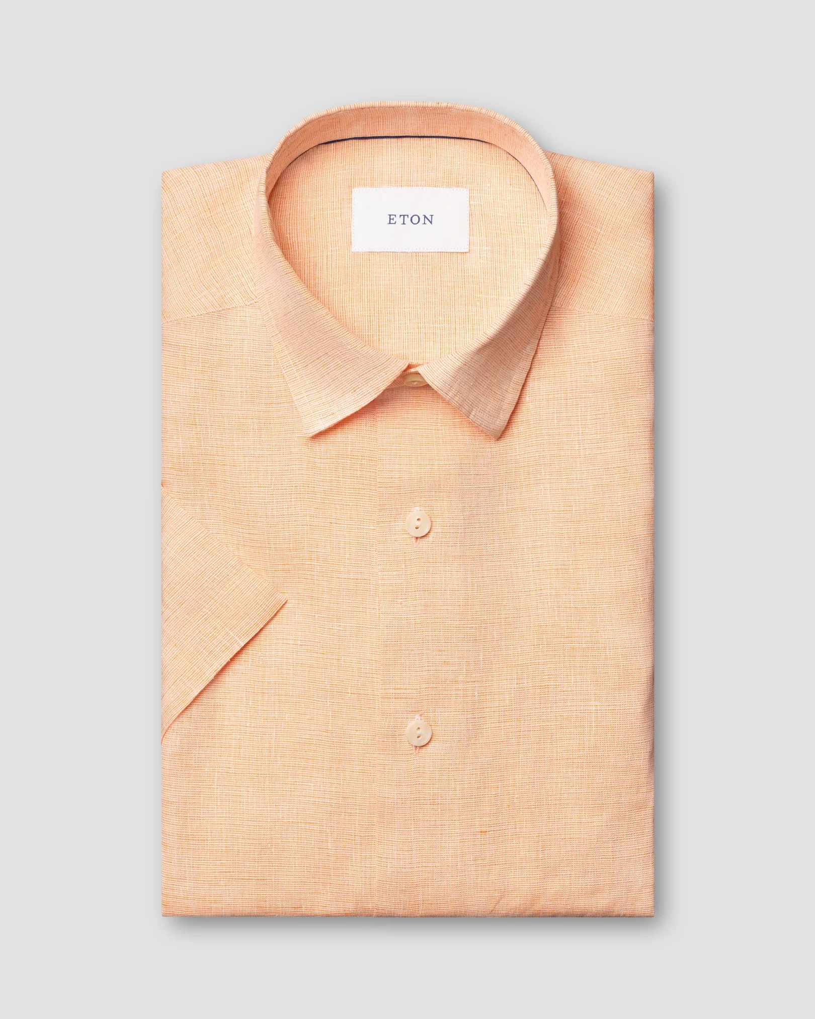 Eton - orange solid linen short sleeve shirt