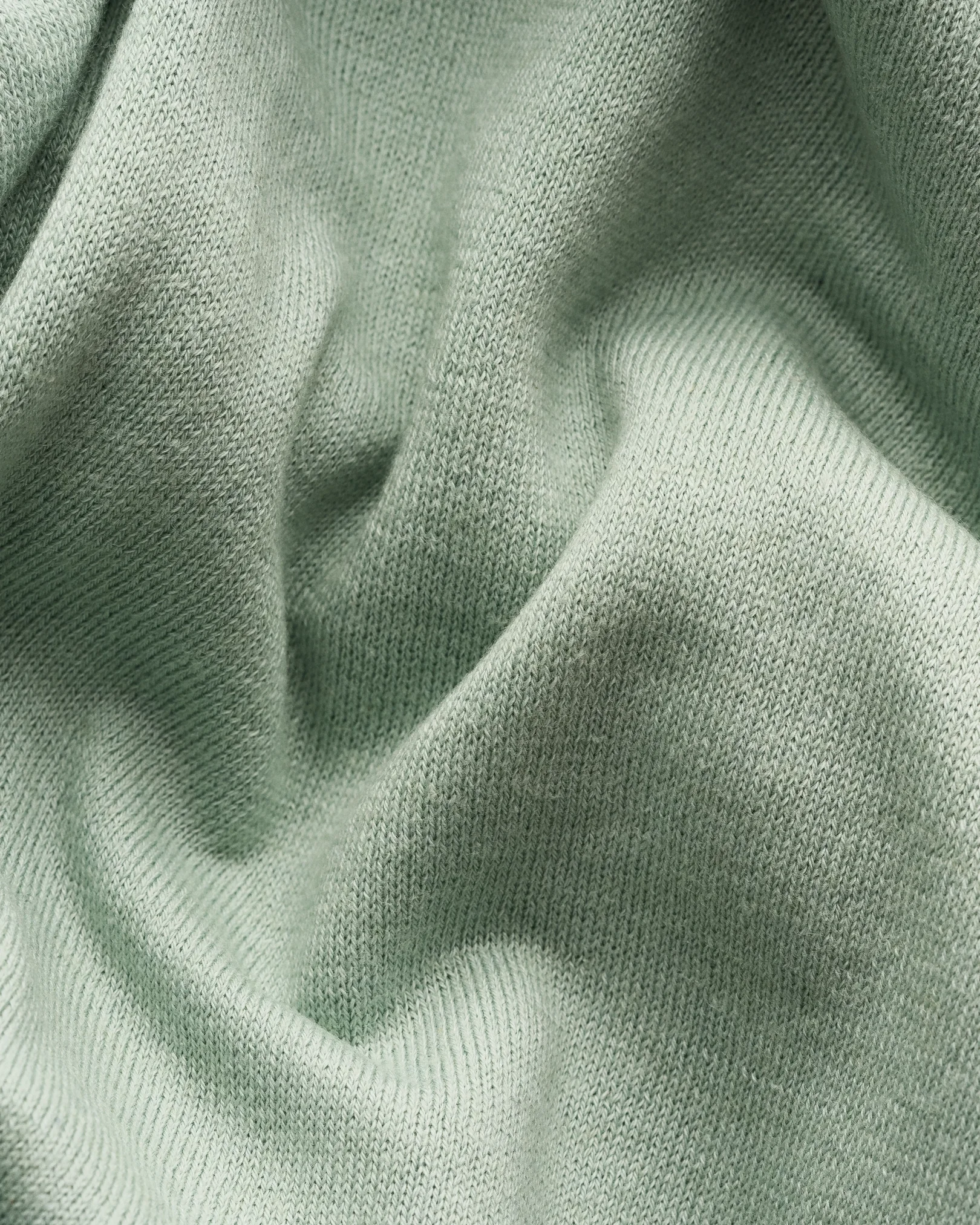 Eton - light green cotton and cashmere quarter zip fine knit