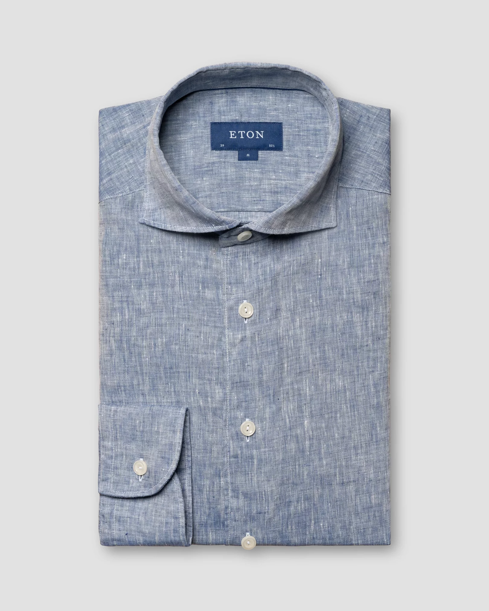 Blue Linen Shirt - Wide Spread - Eton