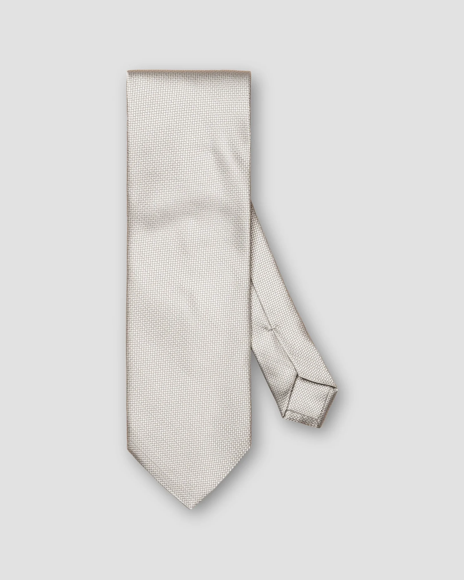 Eton - silver herringbone woven silk tie tie
