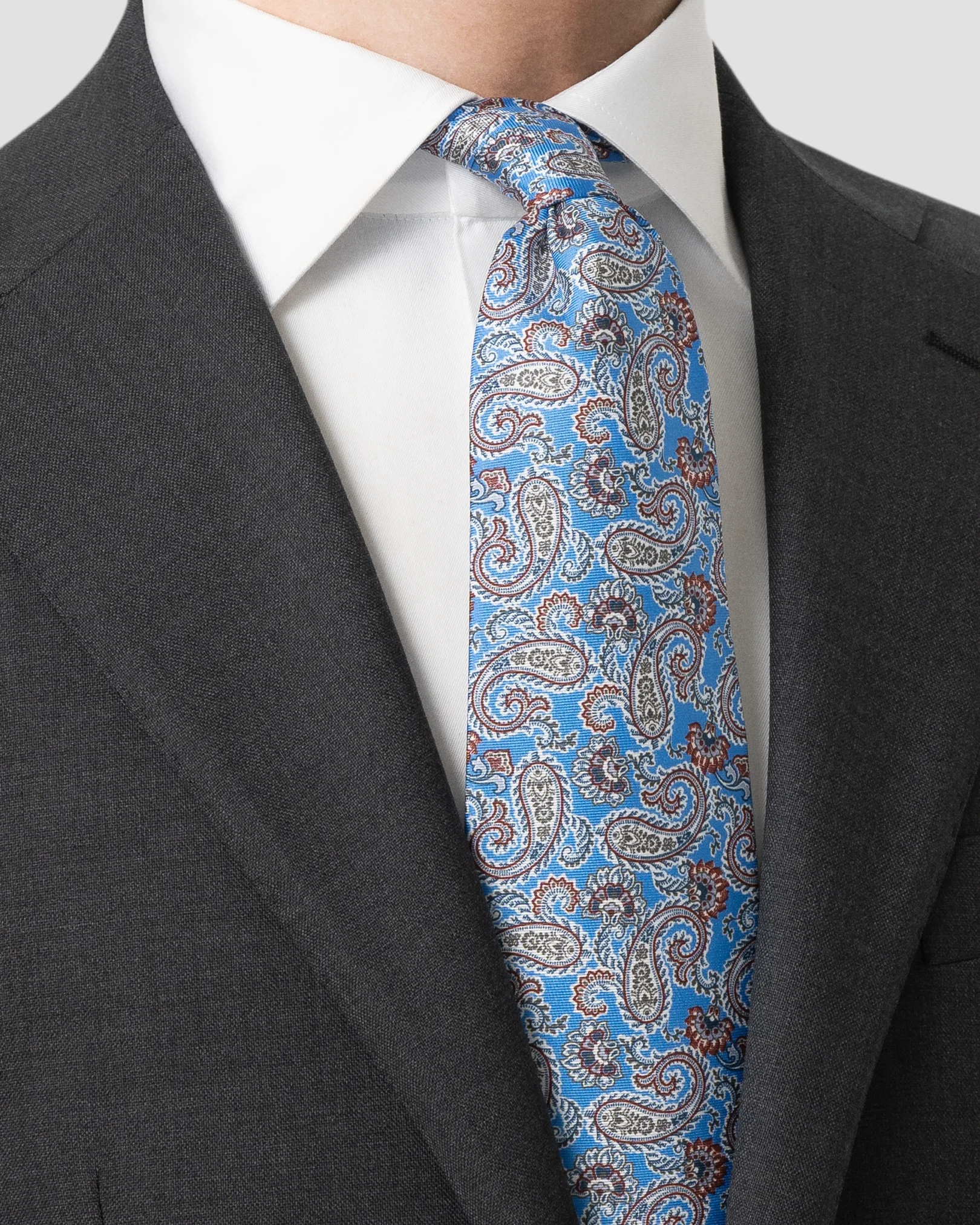 Eton - blue paisley printed silk tie