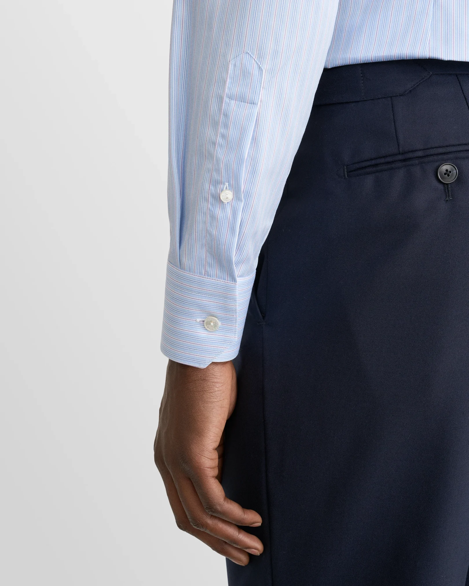 Eton - light blue striped white collar supima 120 shirt