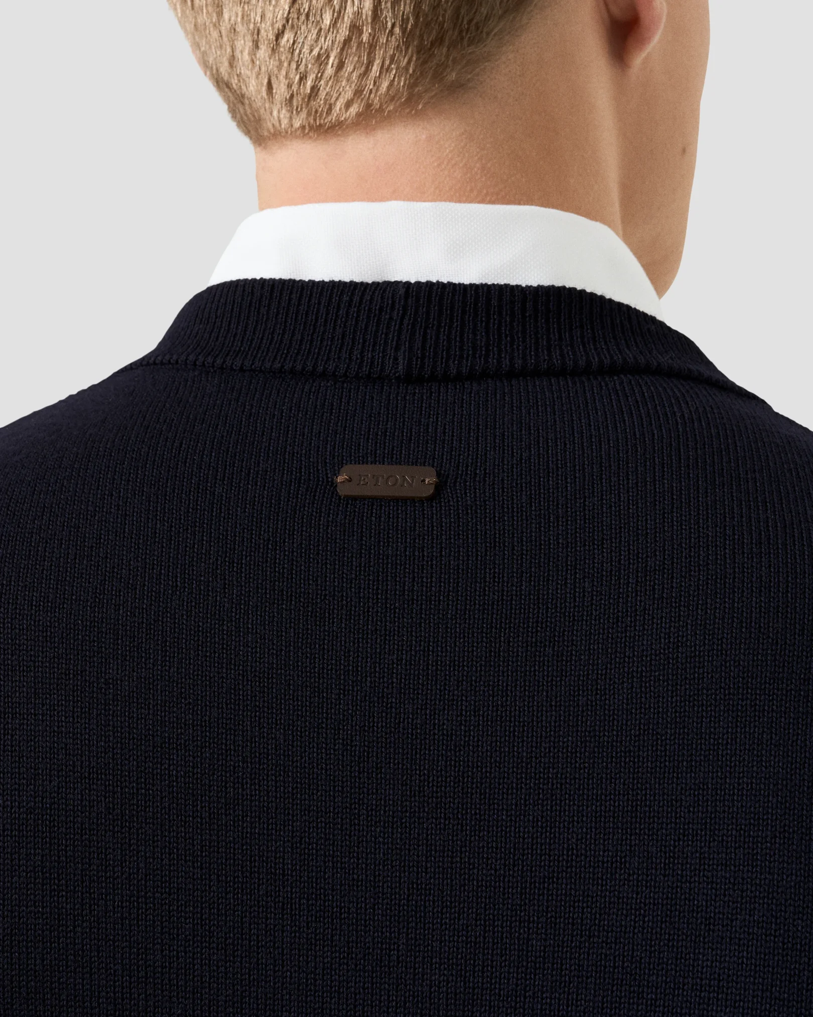 Eton - navy blue merino structured knit vest navy blue merino structured knit vest