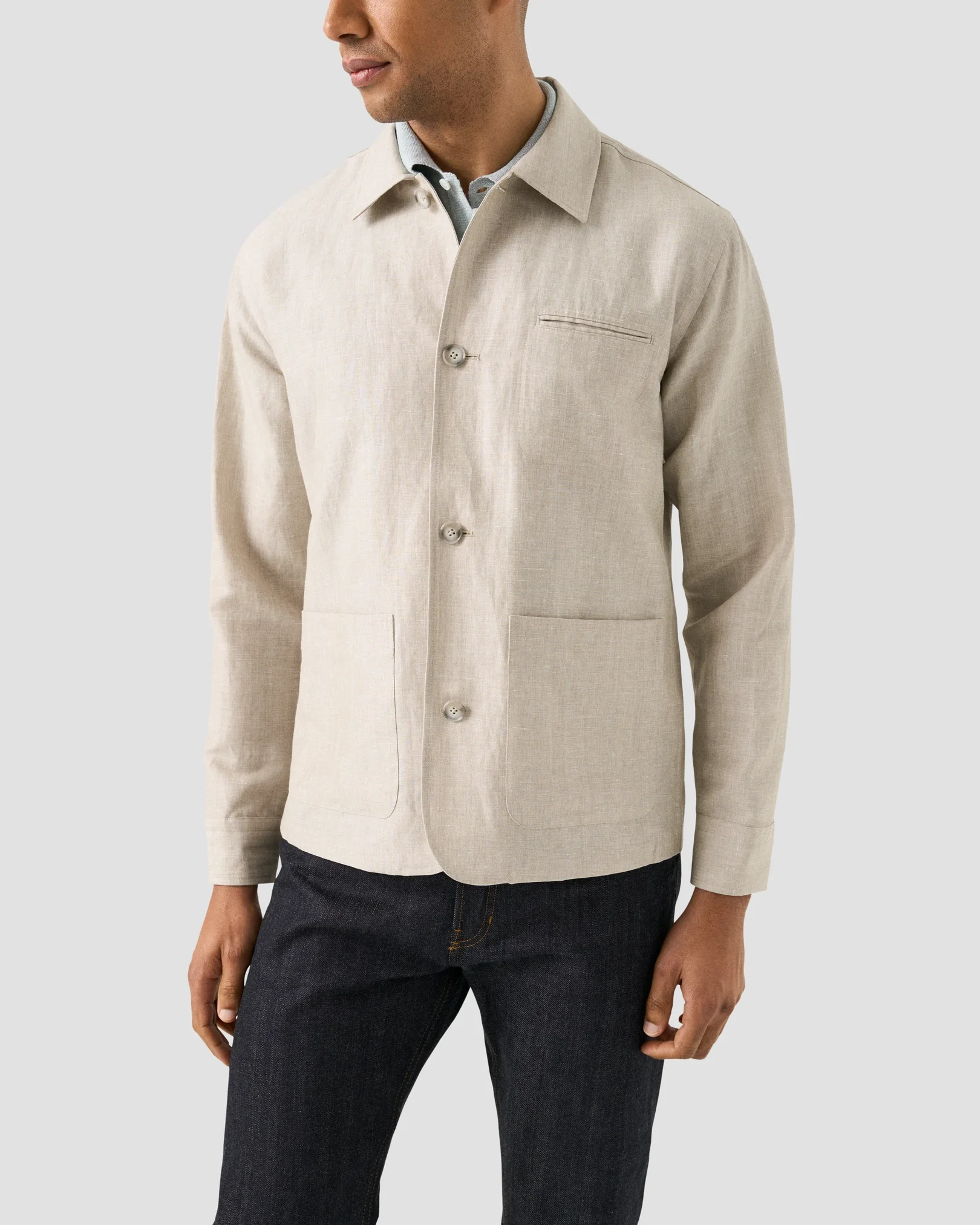 Eton - beige wool linen chore overshirt