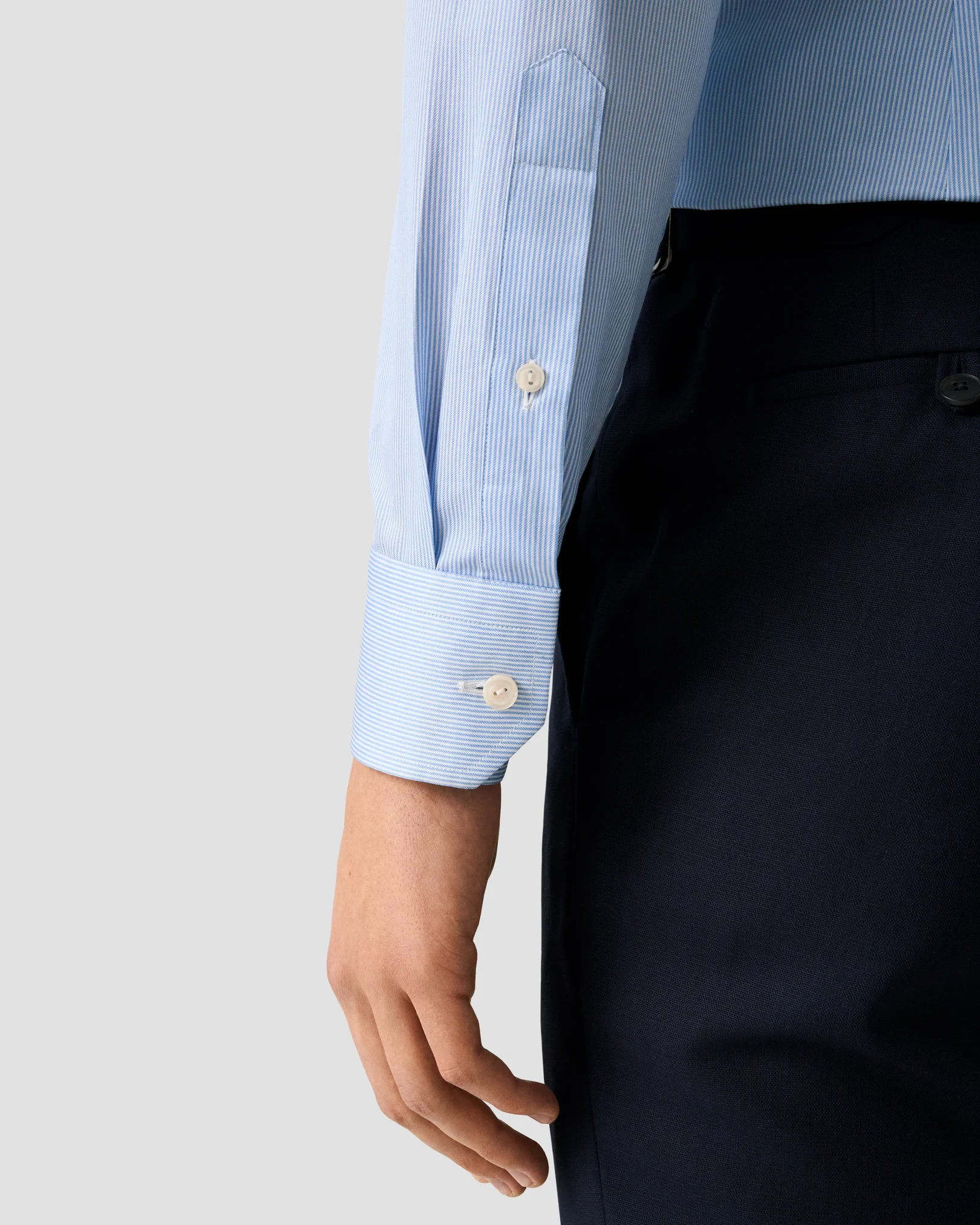 Eton - light blue fine striped signature twill shirt