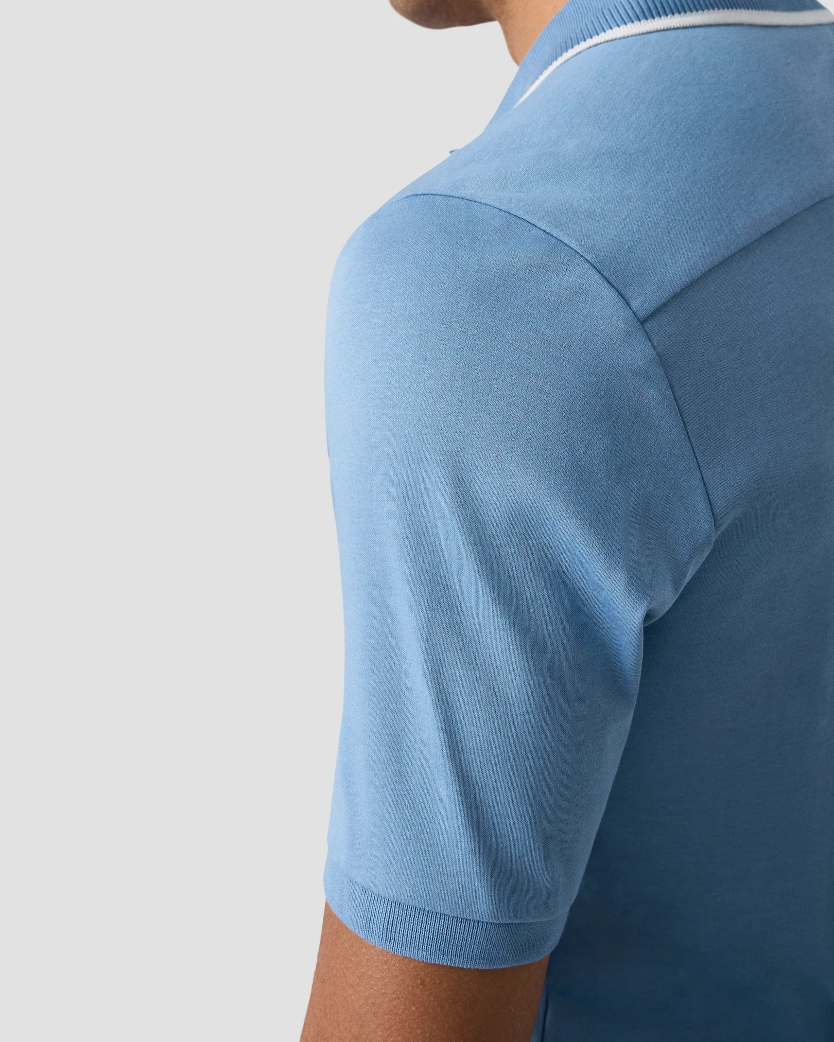 Eton - light blue cotton interlock polo shirt
