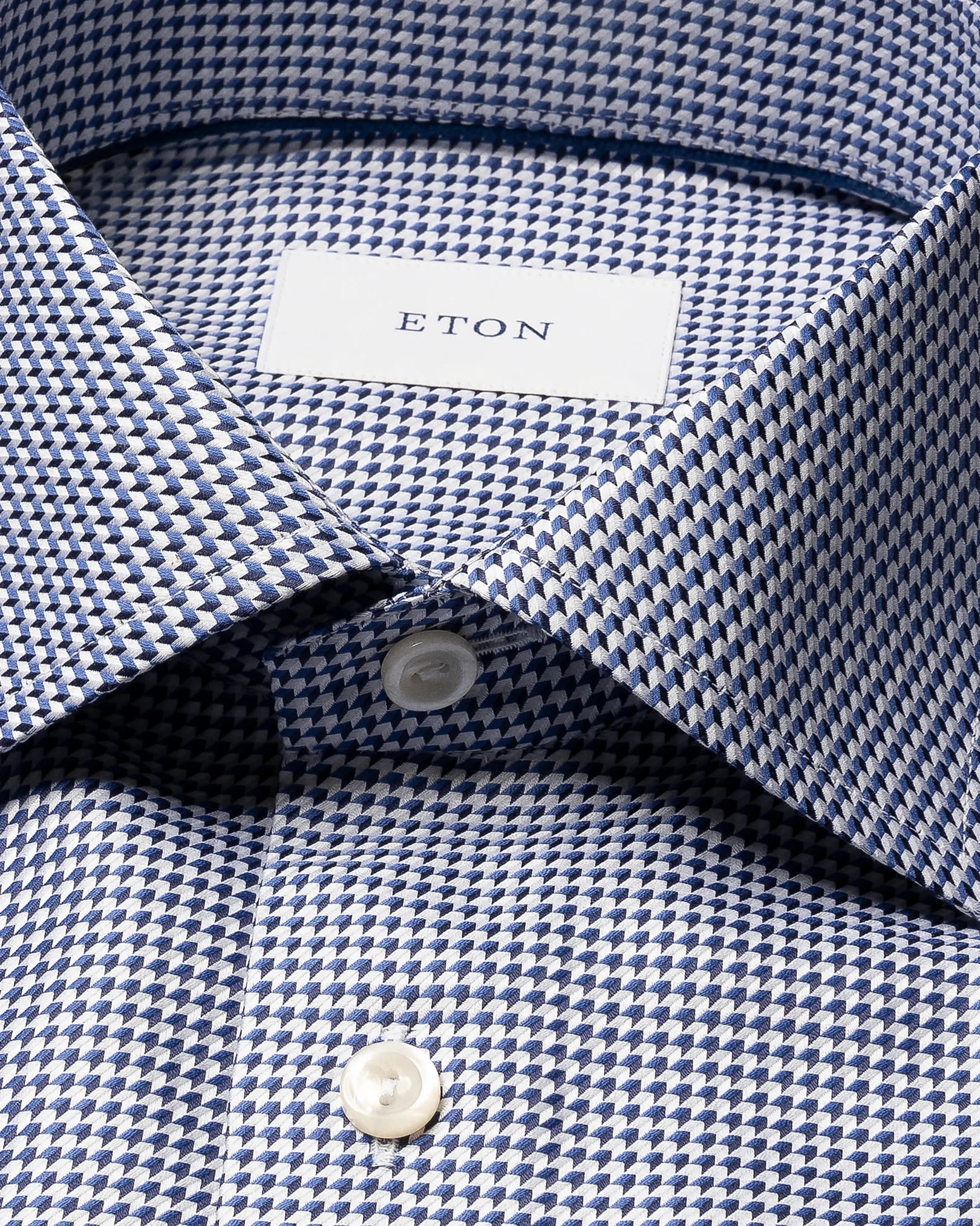 Eton - houndstooth king twill shirt cut away