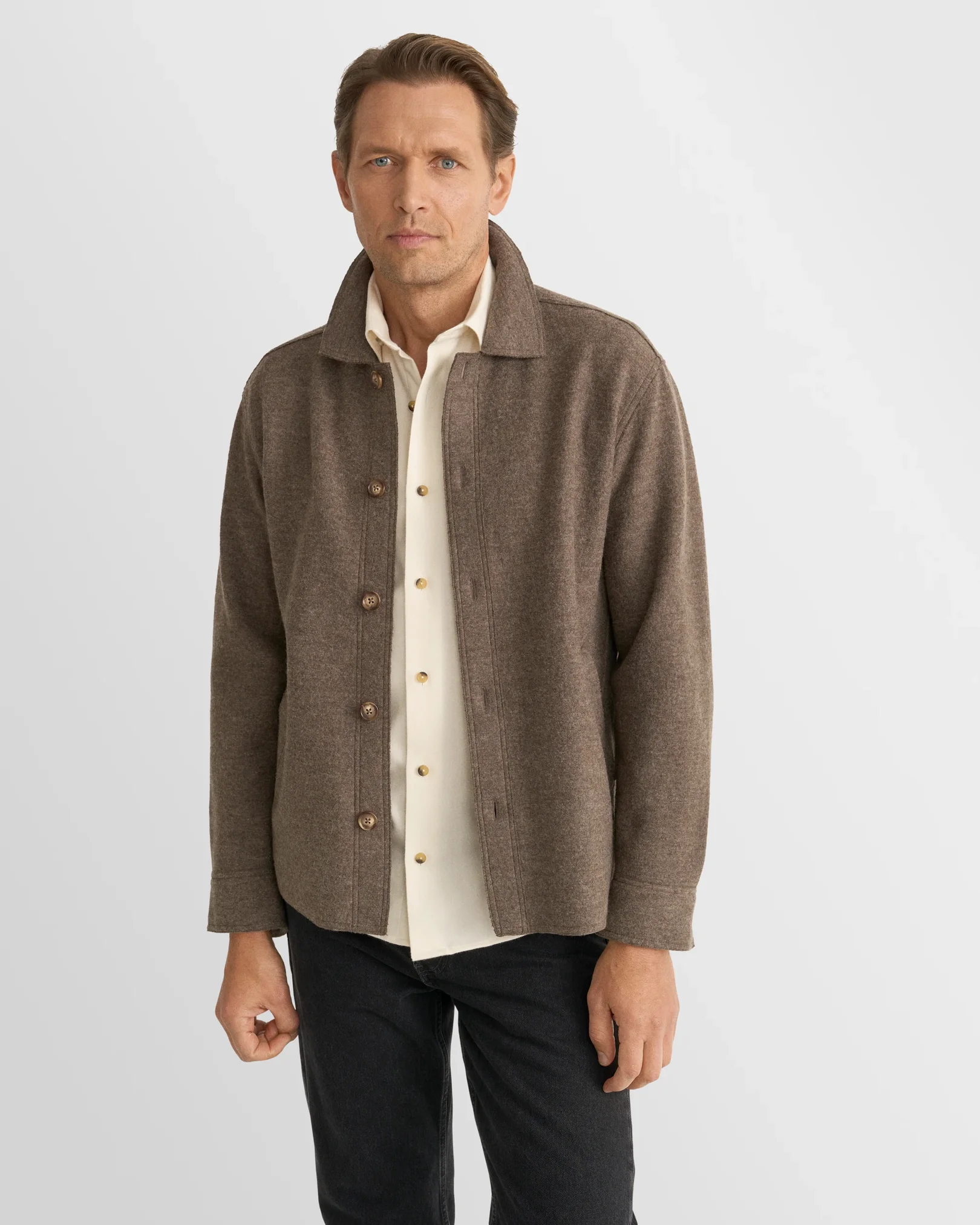 Eton - white solid flannel shirt