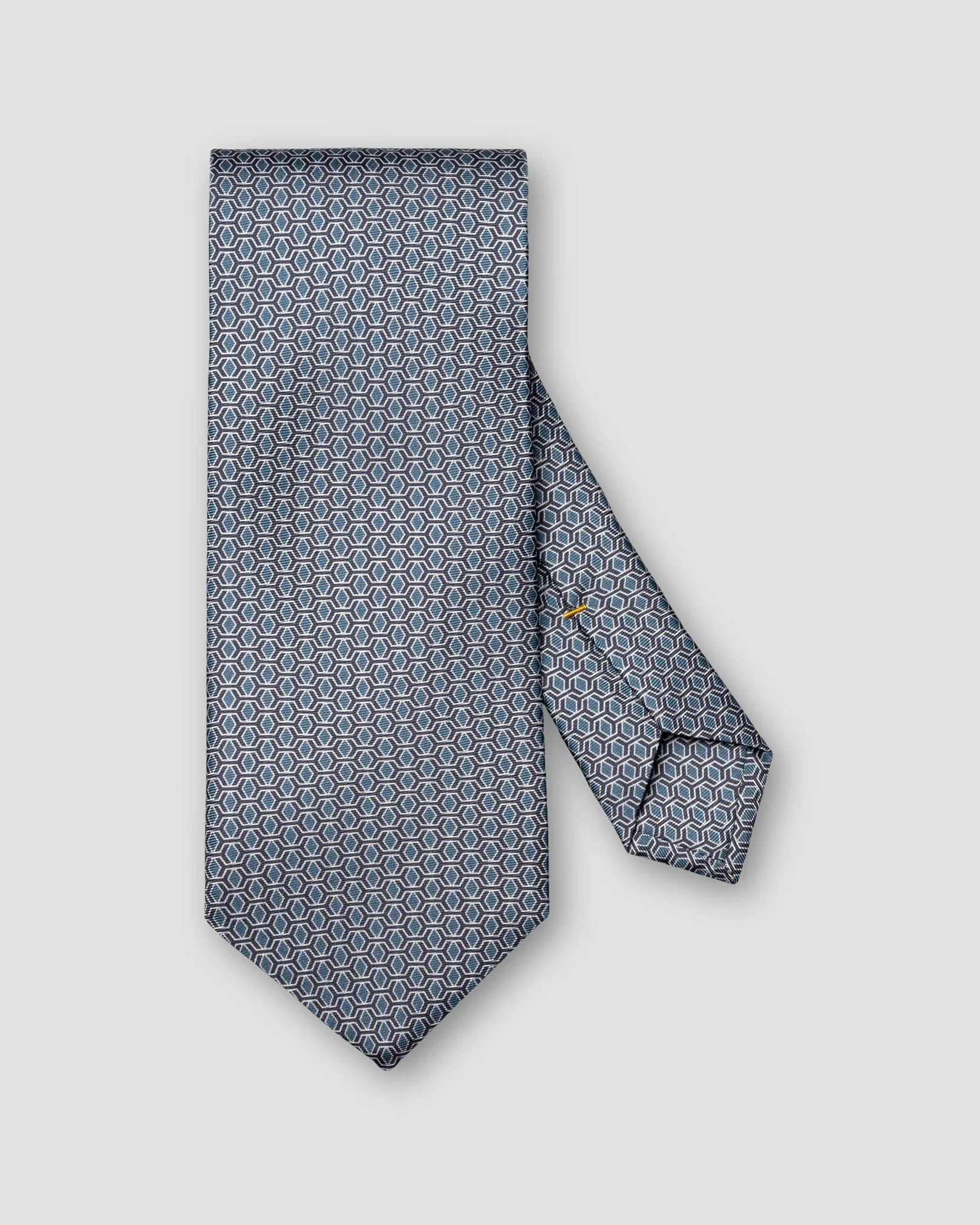 Eton - navy blue geometrical printed silk tie